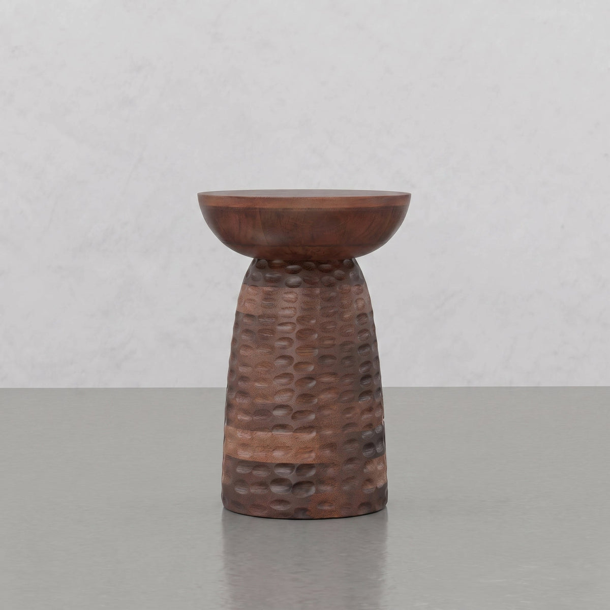 Round Pedestal Accent Table with Dimple Detail - Dark Brown, photo 2 of 5