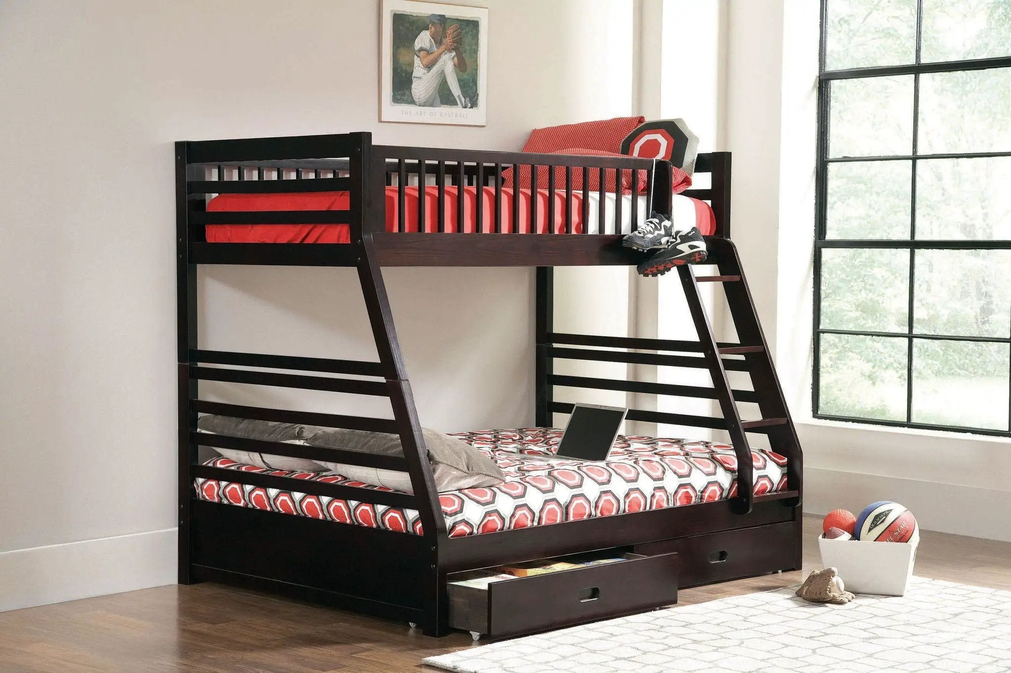 Ashton 2-drawer Wood Twin Over Full Bunk Bed Cappuccino by Unique Piece Furniture