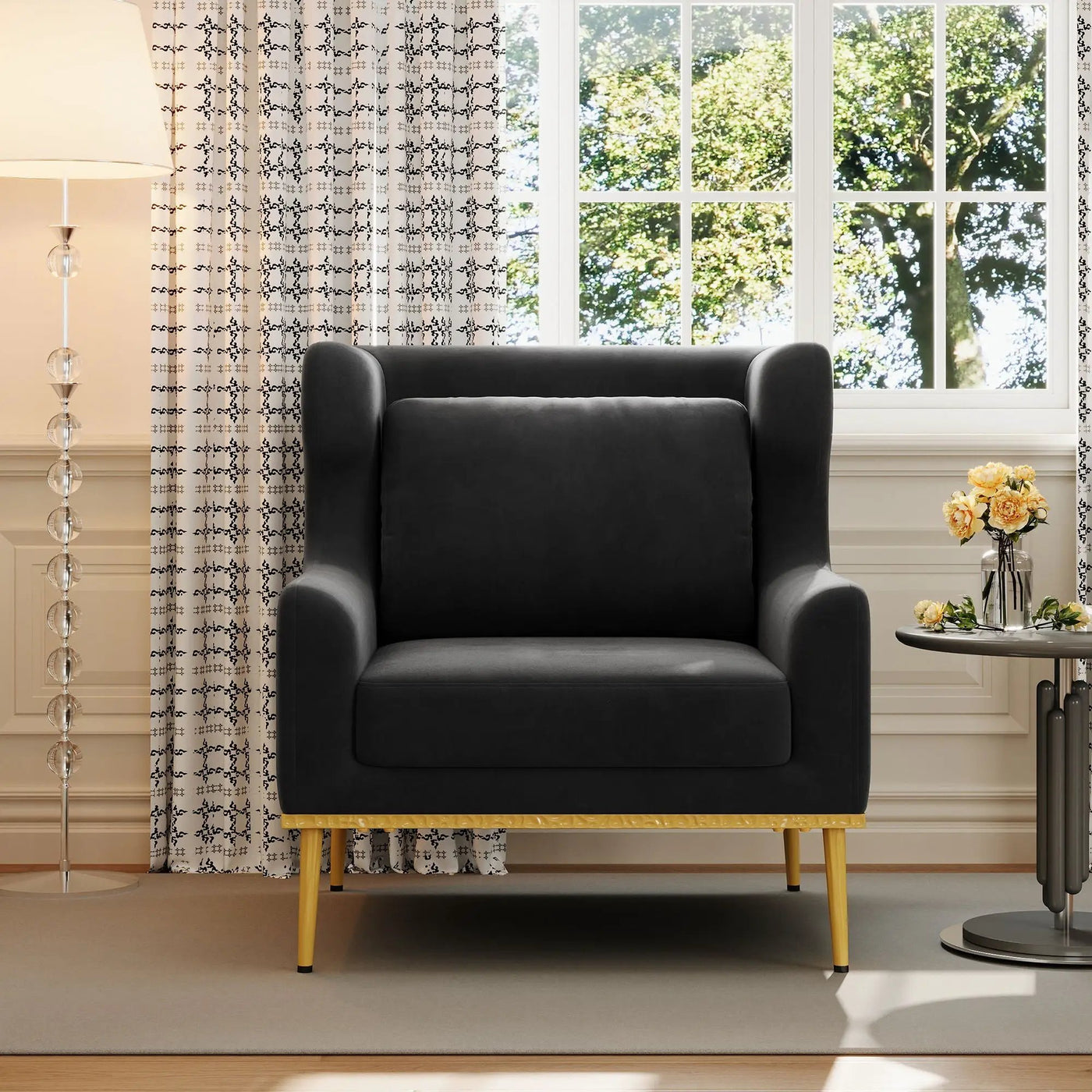 Elegant Curved Armrest Accent Armchair by HouseOfZazla