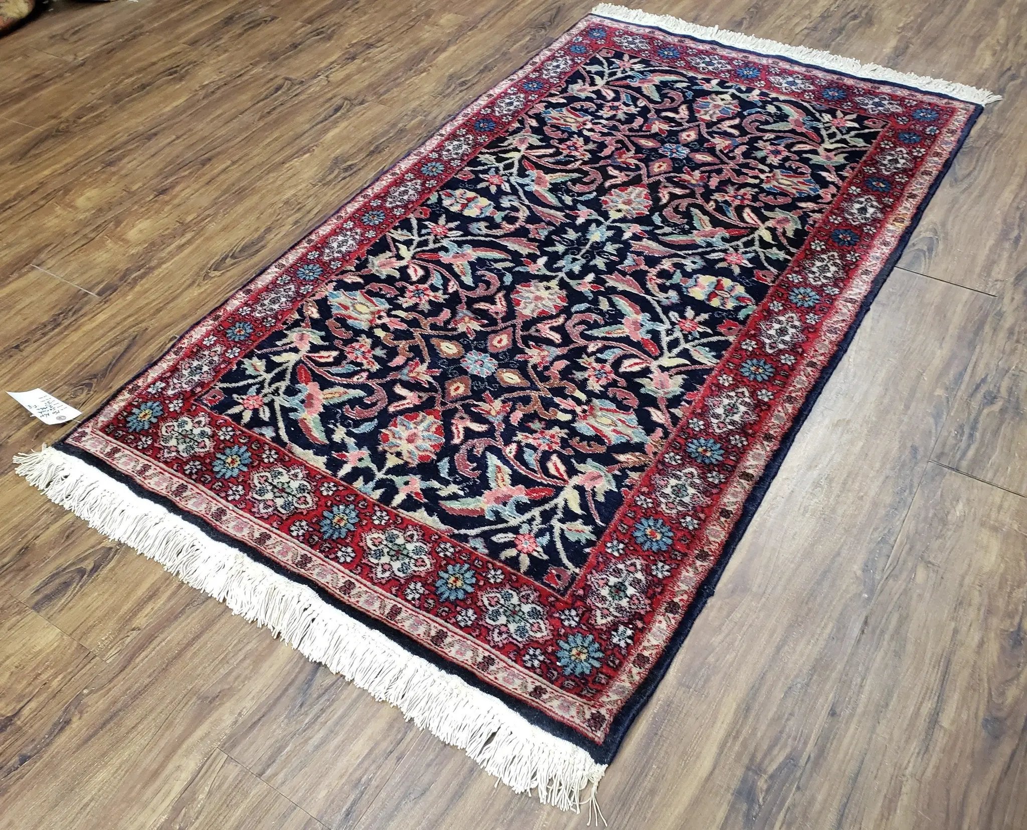 Antique Persian Sarouk Rug 3x5, Navy Blue, Allover Pattern, Hand Knotted by Jewel Rugs