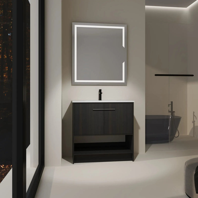 Modern Bathroom Vanity With Ceramic Sink, Freestanding Cabinet, Soft Closing Doors by Unique Piece Furniture