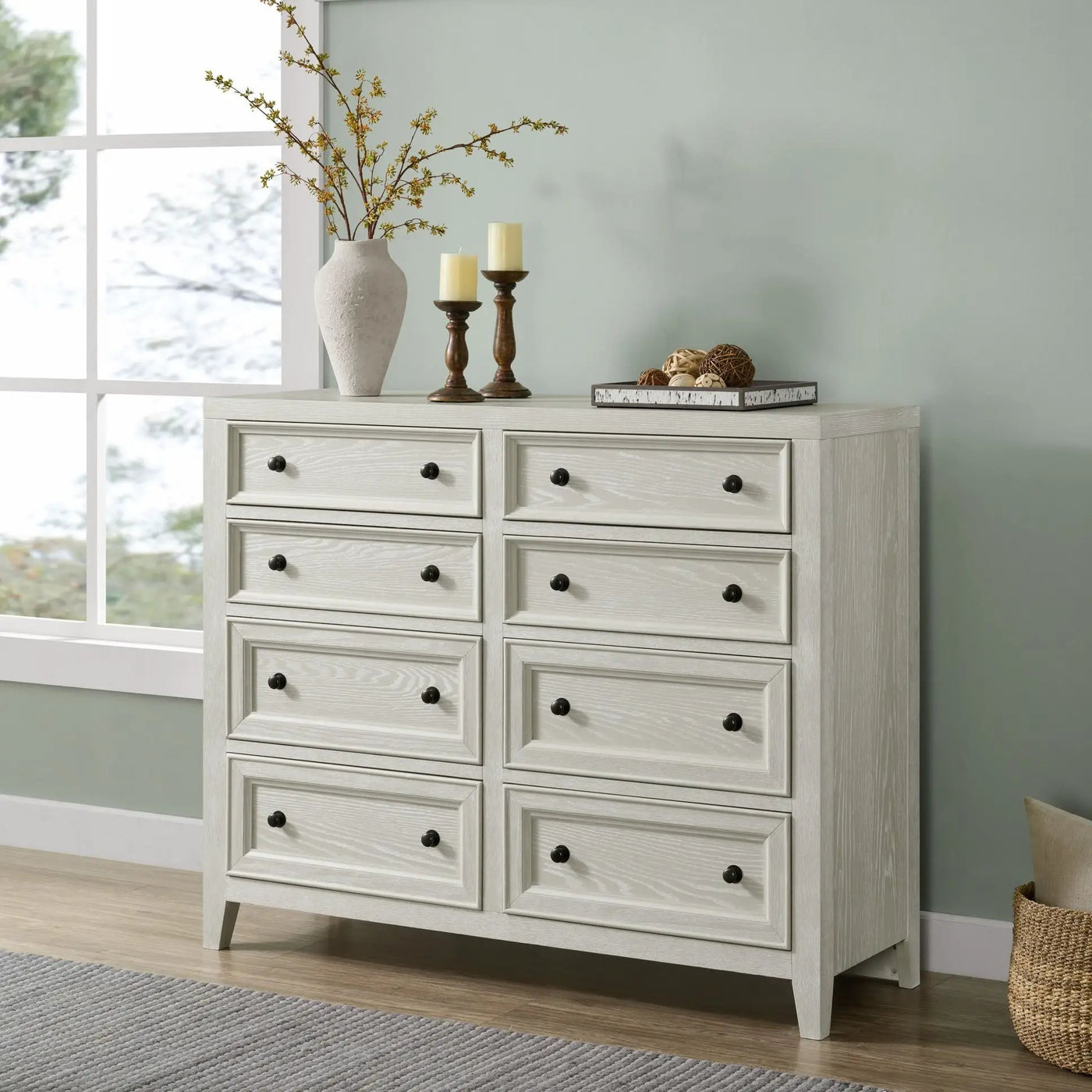8 Drawer Dresser With Framed Fronts And Smooth Metal Glides by HouseOfZazla