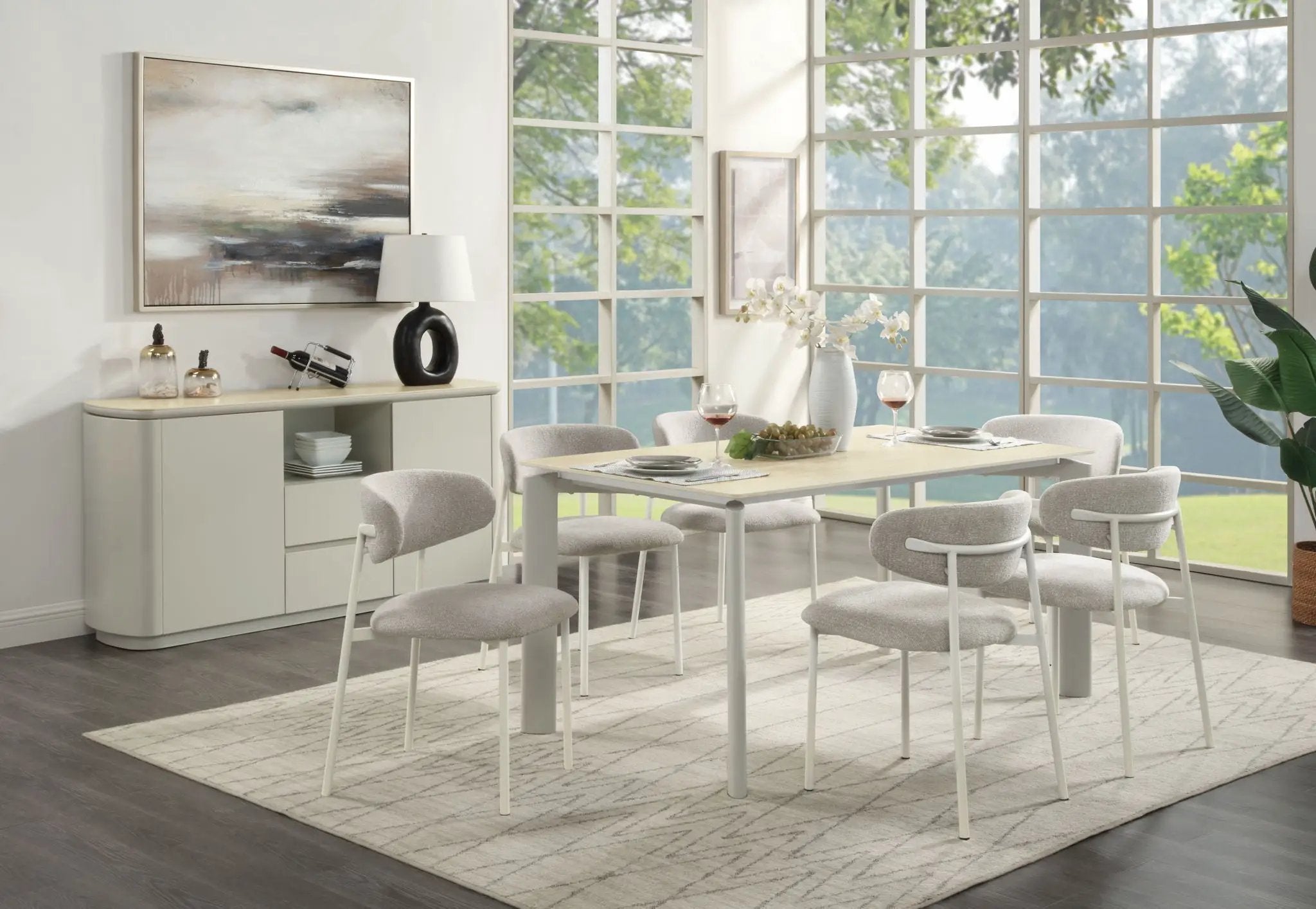 Ingram Ceramic Top Dining Table - Light Gray by HouseOfZazla