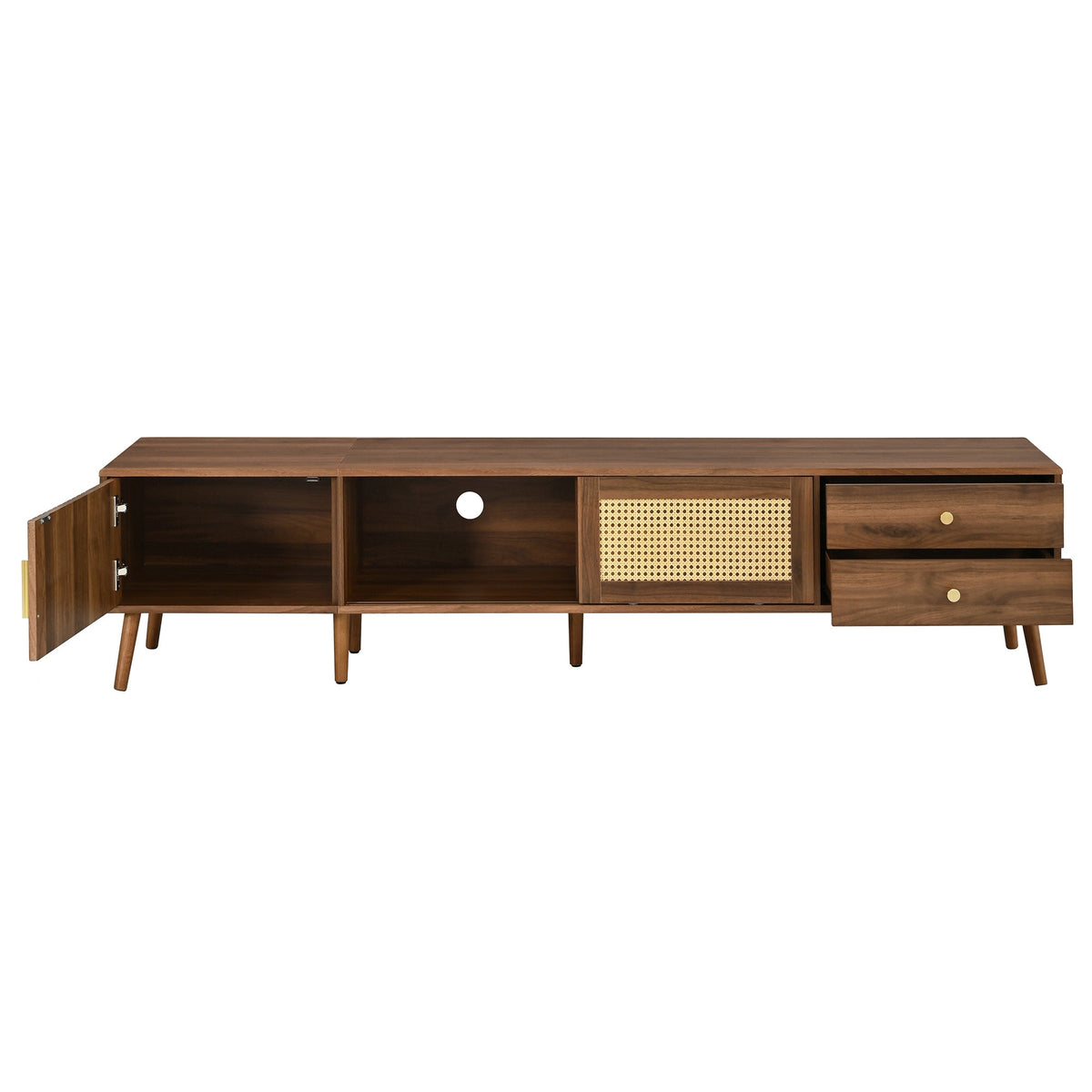 76" Modern Rattan Doors TV Stand with Storage - Neutral, photo 10 of 10