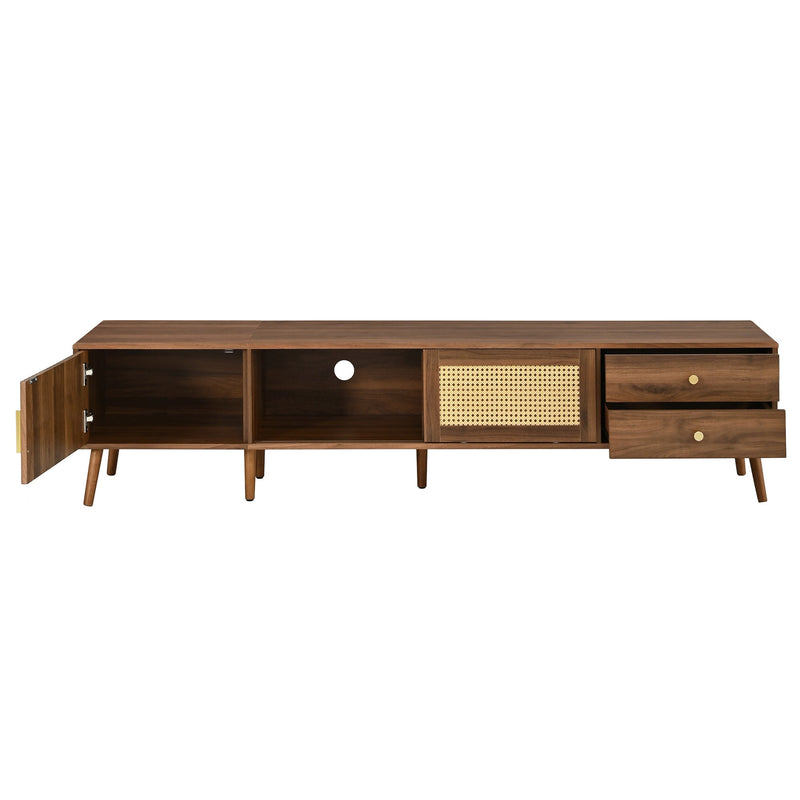 76" Modern Rattan Doors TV Stand with Storage - Neutral, photo 10 of 10