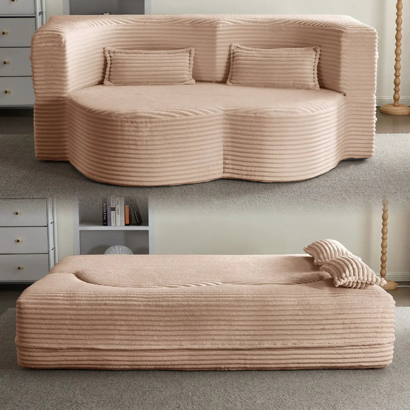 Floor Convertible Sleeper Sofa Bed With 2 Pillows by HouseOfZazla