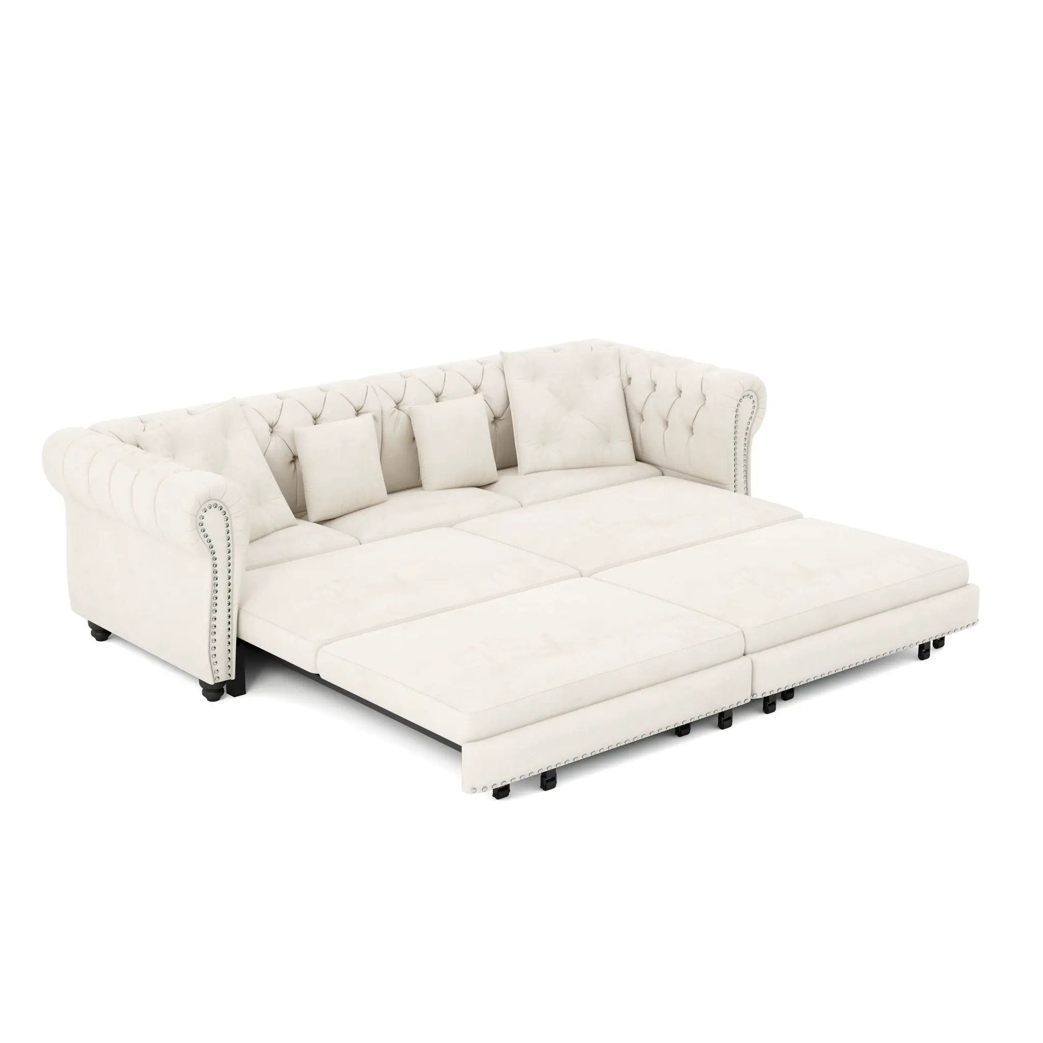3 In 1 Pull Out Convertible Sleeper Sofa Bed, King Size, Chaise Lounge