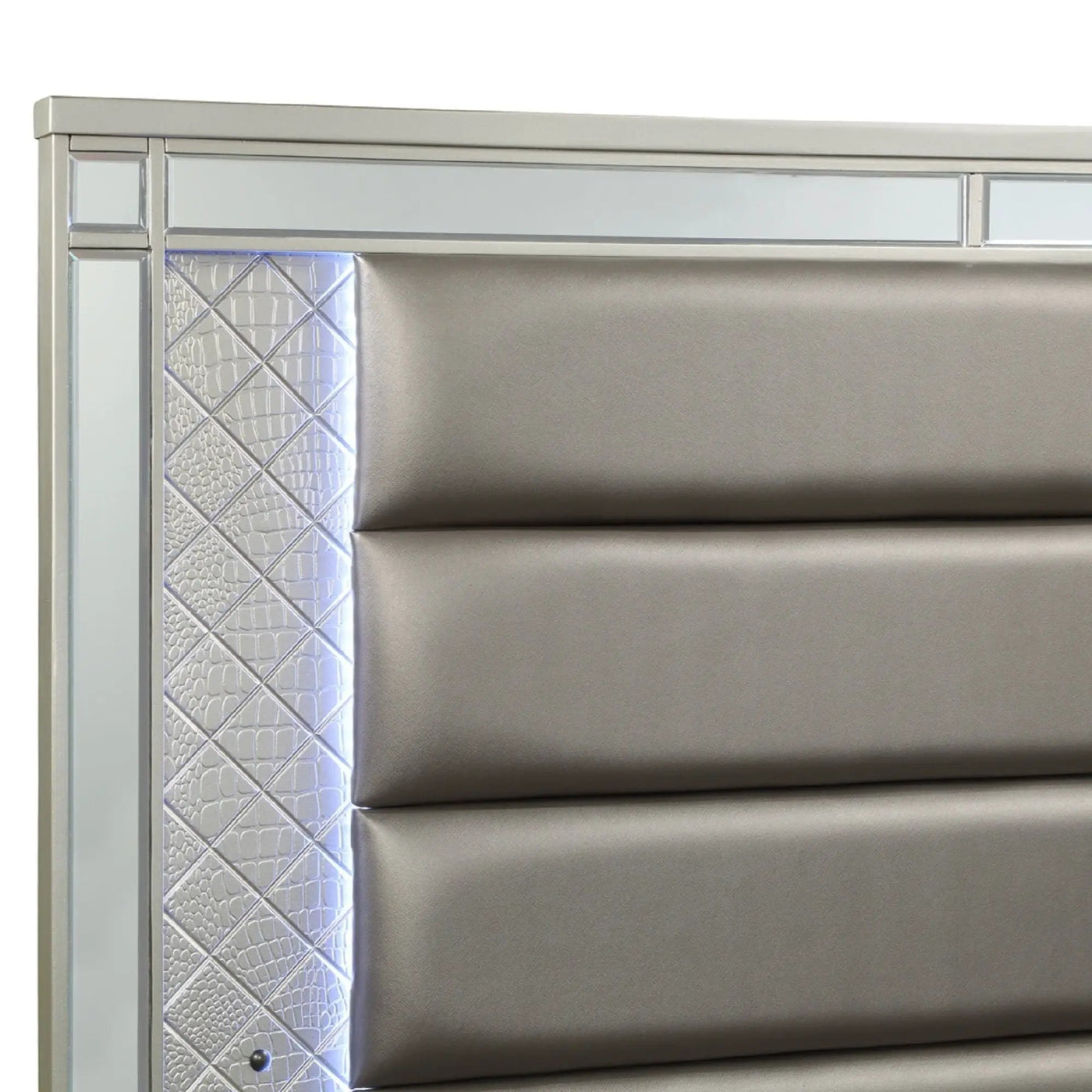 Modern Panel Bed Wit Tufted Design And Integrated LED Lighting by HouseOfZazla