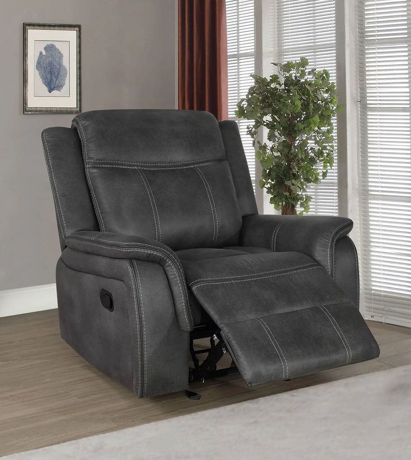 Lawrence Upholstered Padded Arm Glider Recliner Charcoal by Unique Piece Furniture