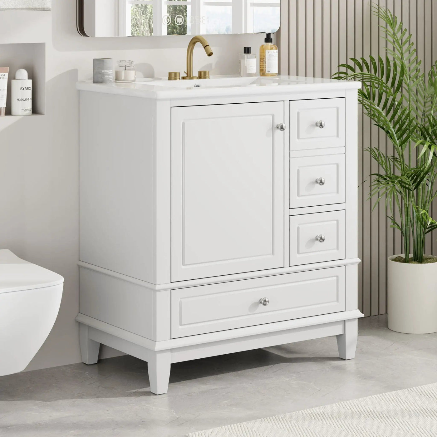 Freestanding Bathroom Vanity With Sink, Soft Close Door, 3 Drawers by HouseOfZazla
