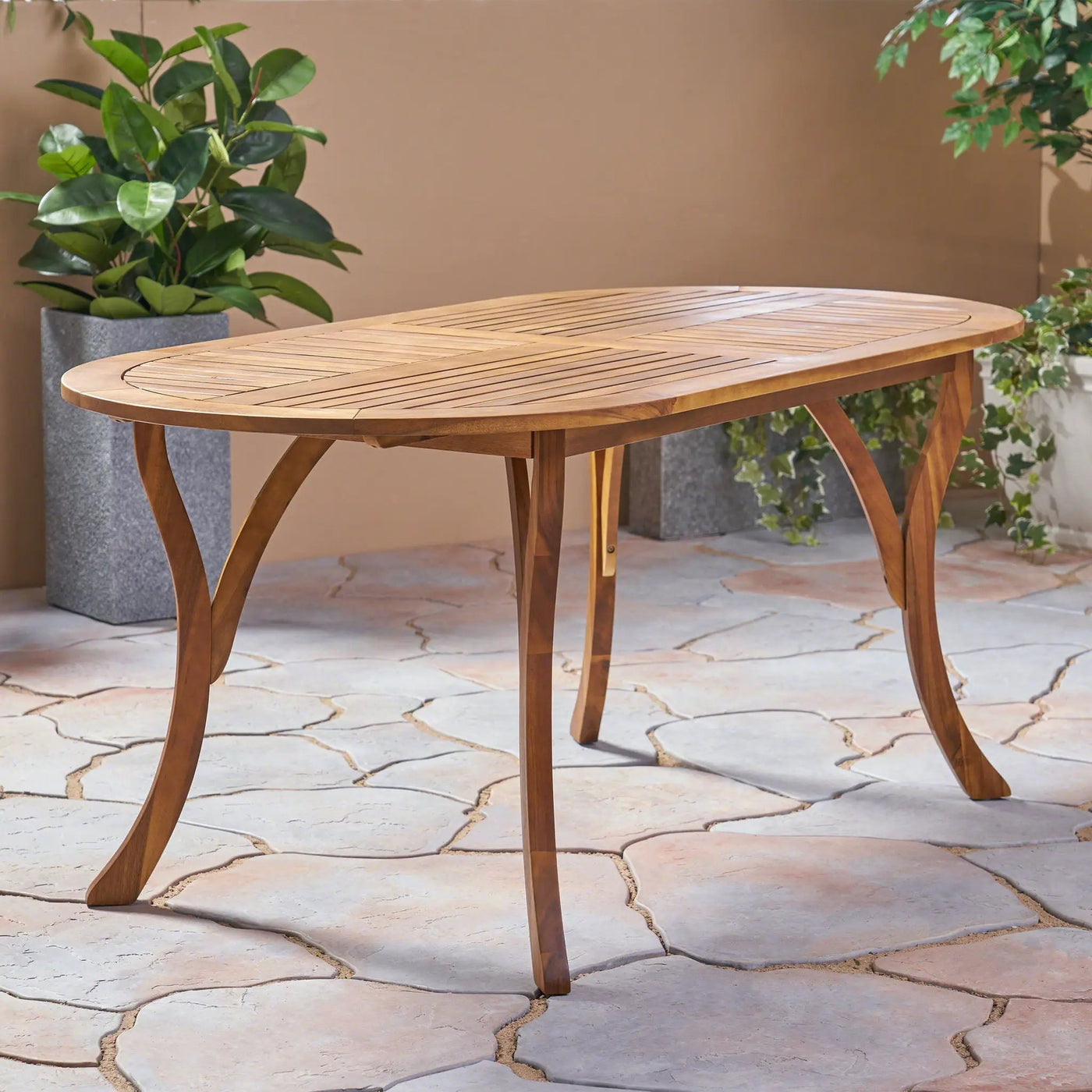 Outdoor Table With Smooth Lines, Slat Top by HouseOfZazla
