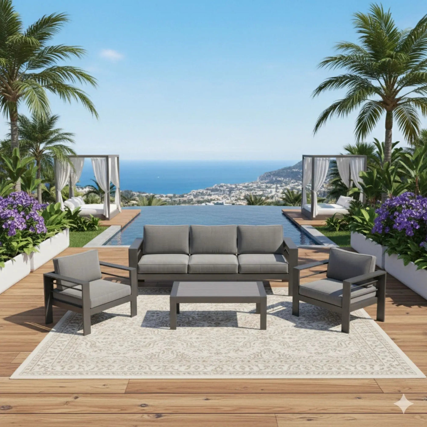 Outdoor Patio Set, All-Weather & Thick Cushions by HouseOfZazla