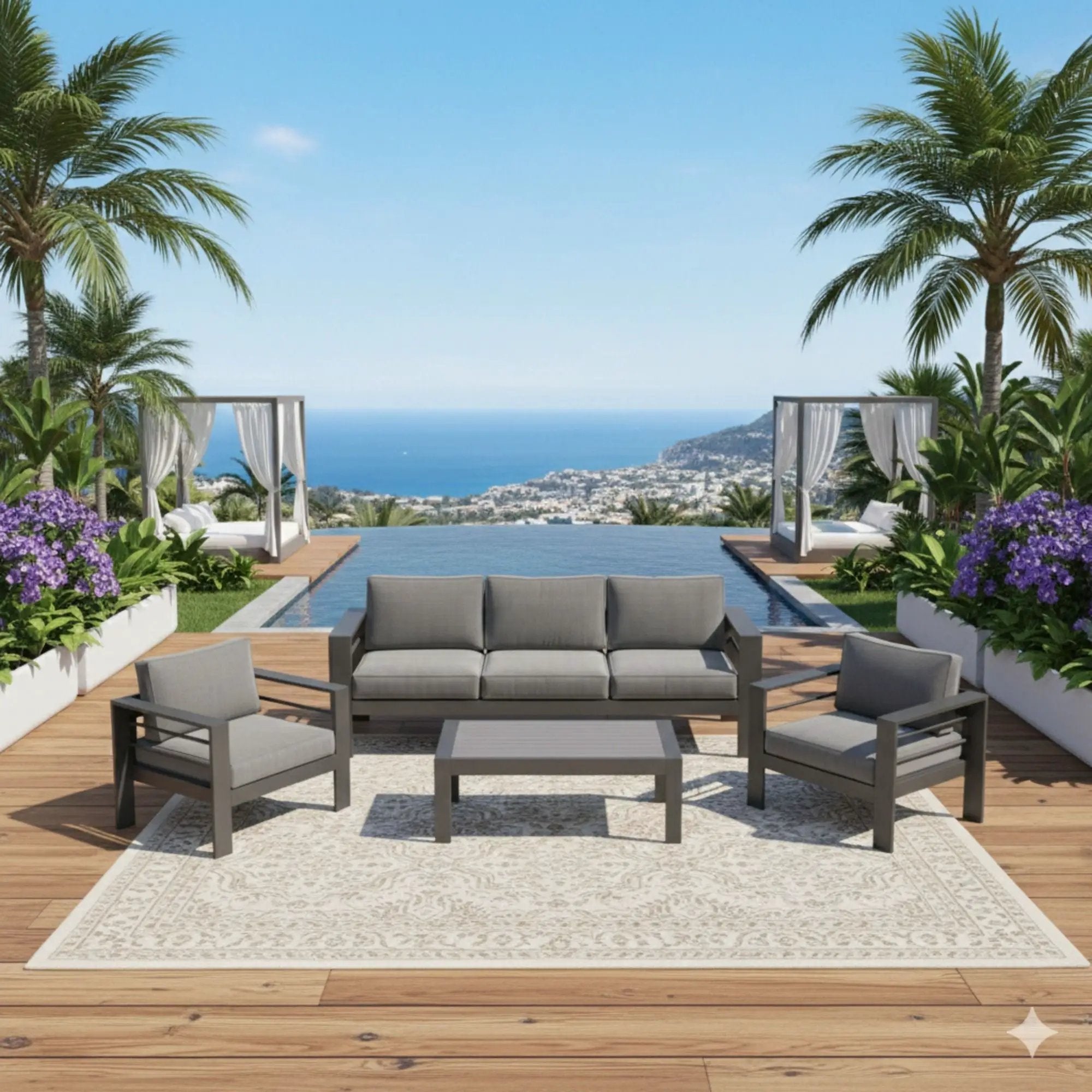 Outdoor Patio Set, All-Weather & Thick Cushions by HouseOfZazla