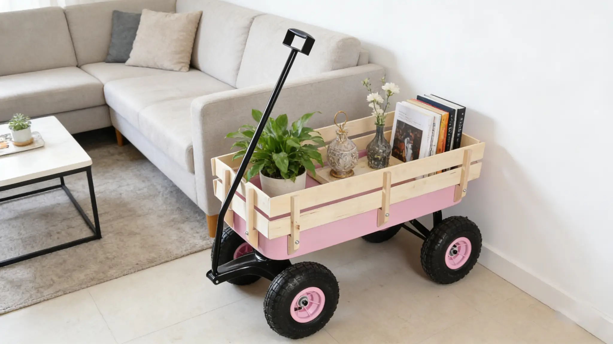 Outdoor Wagon All Terrain Pulling with Wood Railing by HouseOfZazla
