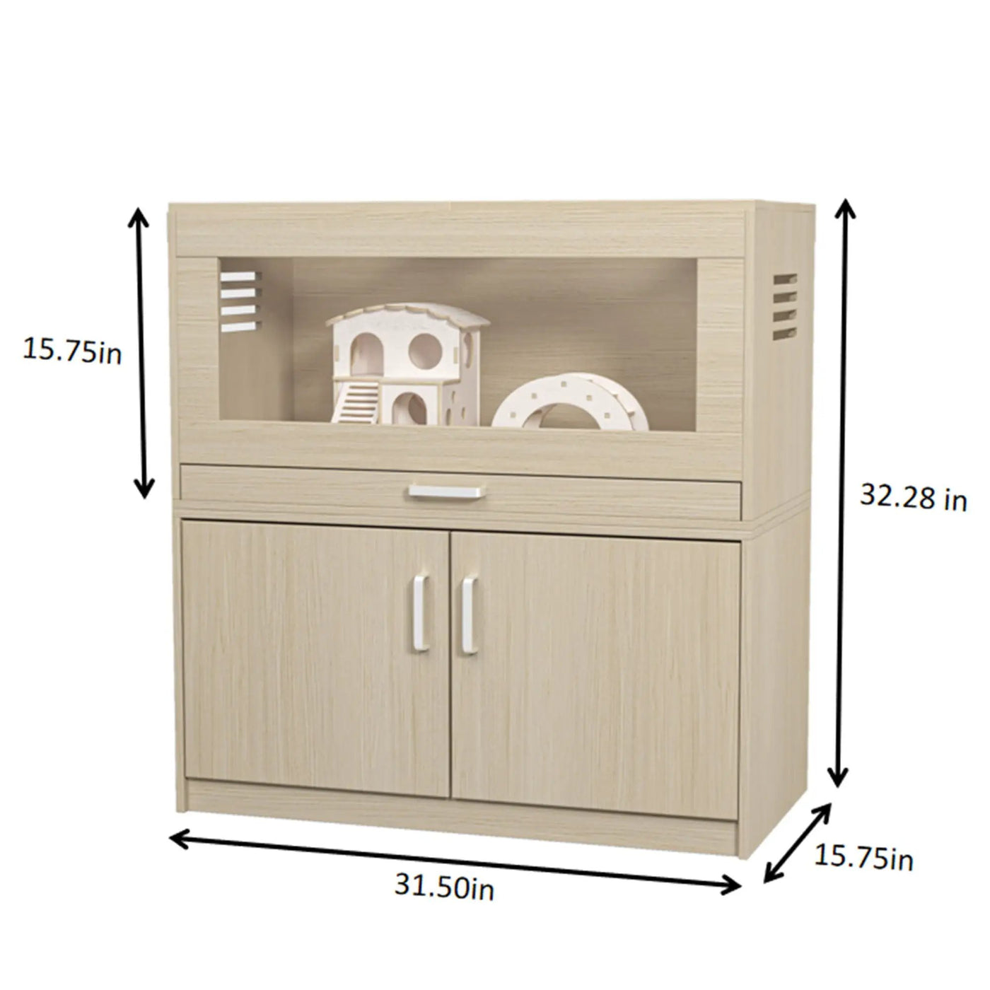 Guinea Pig Cages, Hamster Cage Wood With Independent Storage Cabinet, House For Rat Chinchilla With Guinea Pig Hutch And Bridge, Openable Top With Acrylic Sheets by HouseOfZazla