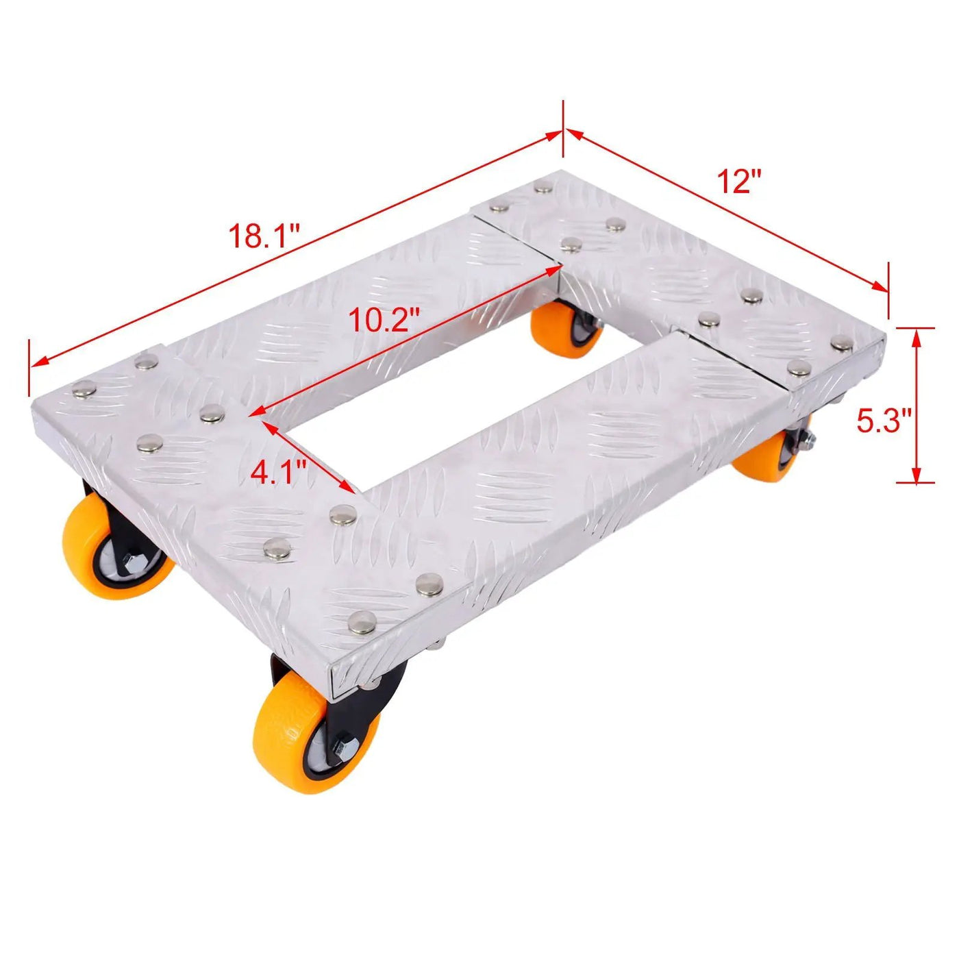 Heavy Duty Furniture Dolly Trolley Car, Aluminum Frame With 3" Tpu Professional Casters, Brake Option by HouseOfZazla