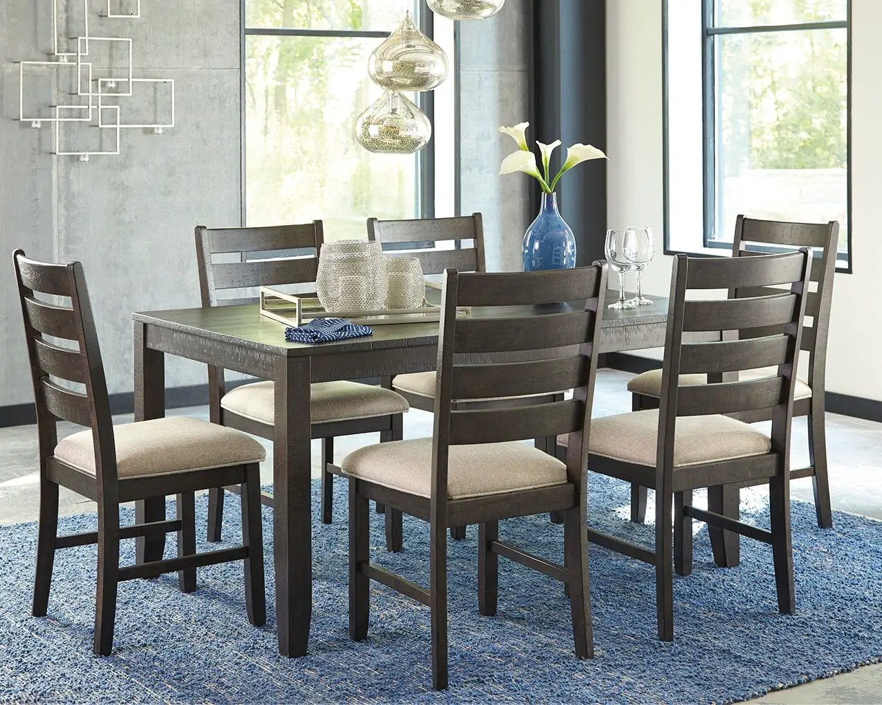 Rokane - Dining Room Table Set (Set of 7) - Brown by Unique Piece Furniture
