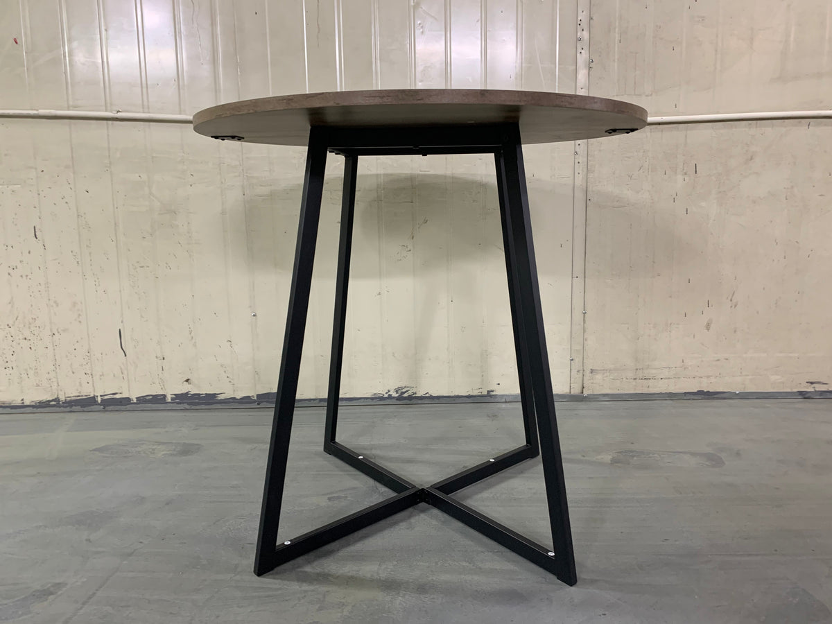 31.5 Inch Round Dining Table with Black Metal Legs - Brown, photo 2 of 10