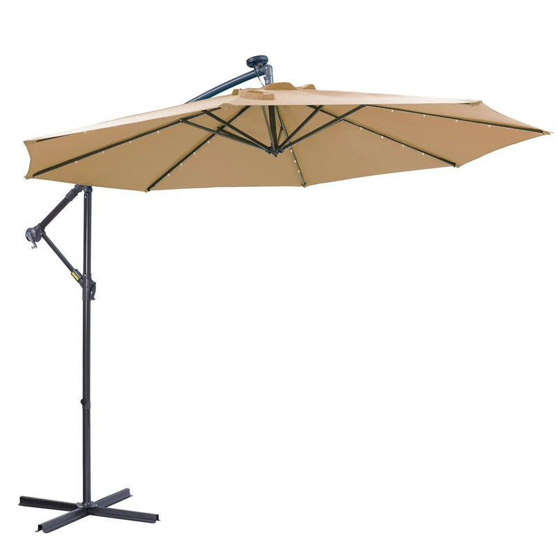 Outdoor Cantilever Patio Umbrella with 32 LED Lights, 10 ft by HouseOfZazla