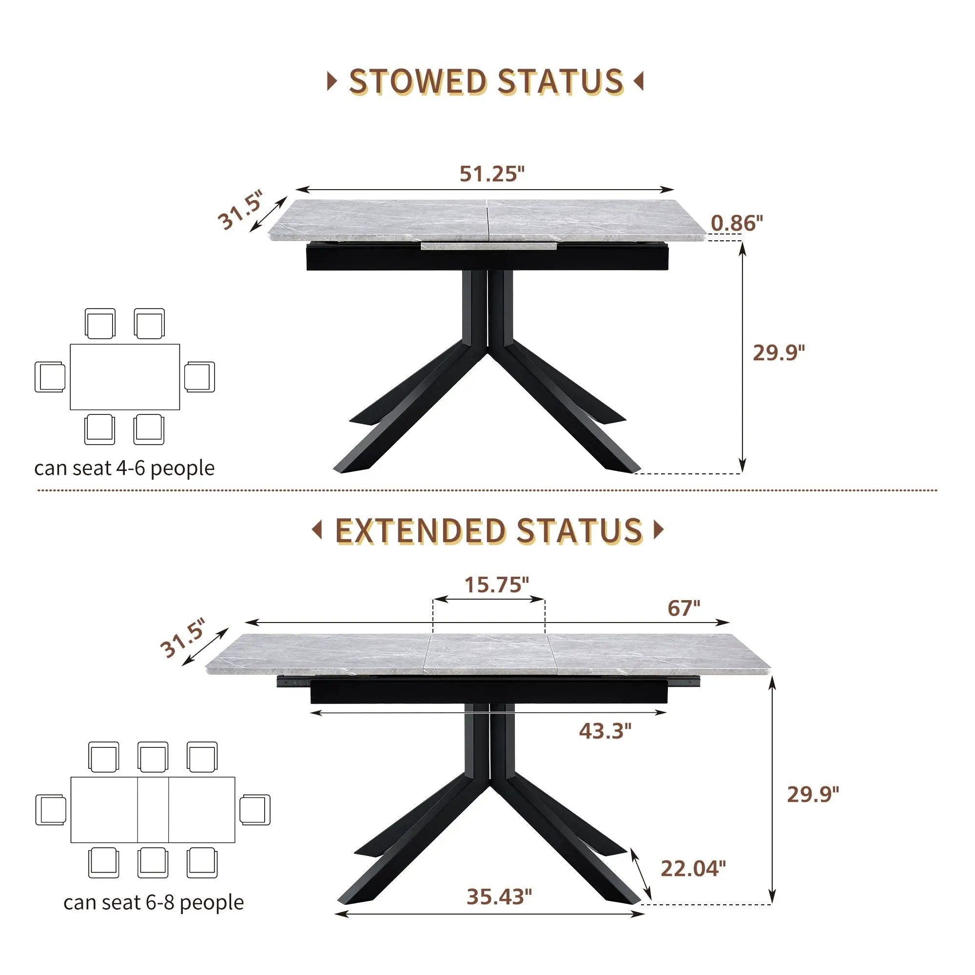 Rectangular Dining Table With Geometric Legs For Dining Room - Light Gray by Unique Piece Furniture
