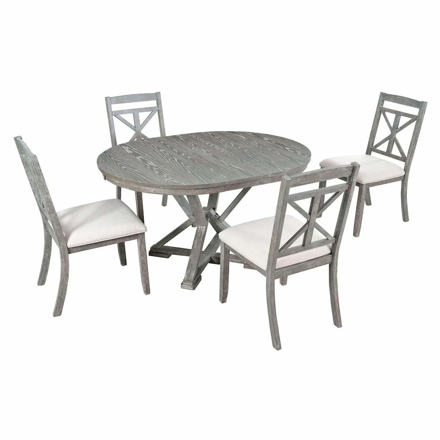 Dining Set With Extendable Round Table And 4 Upholstered Chairs by HouseOfZazla