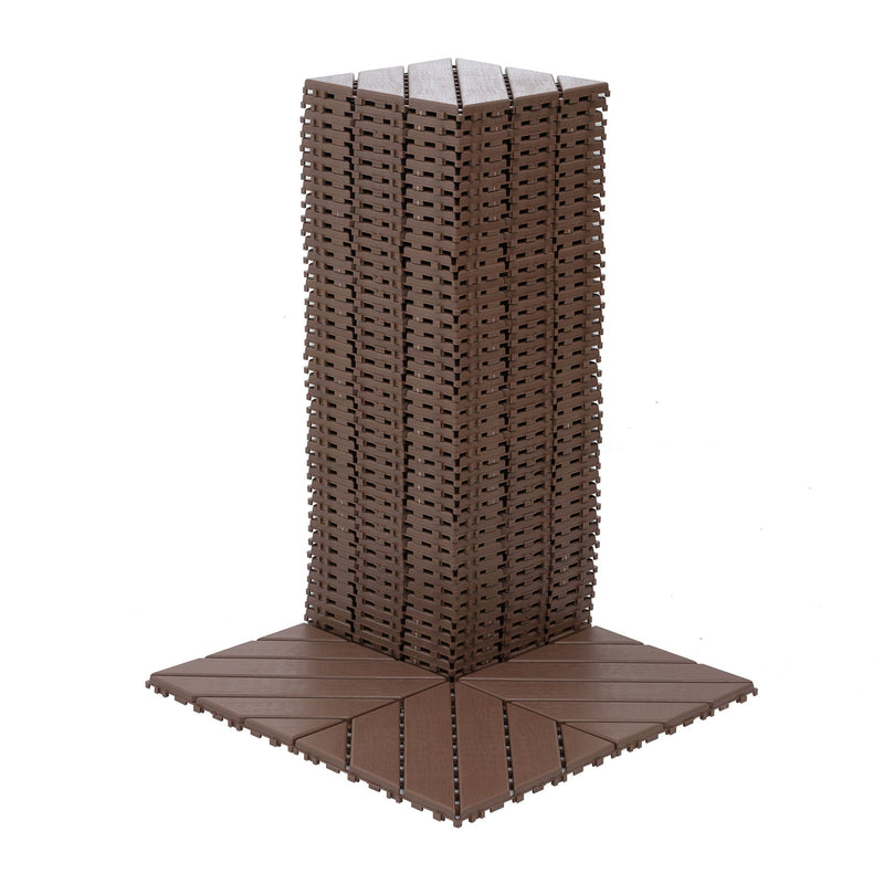 Interlocking Deck Waterproof Outdoor Patio Tiles (Set of 44) - Brown by HouseOfZazla