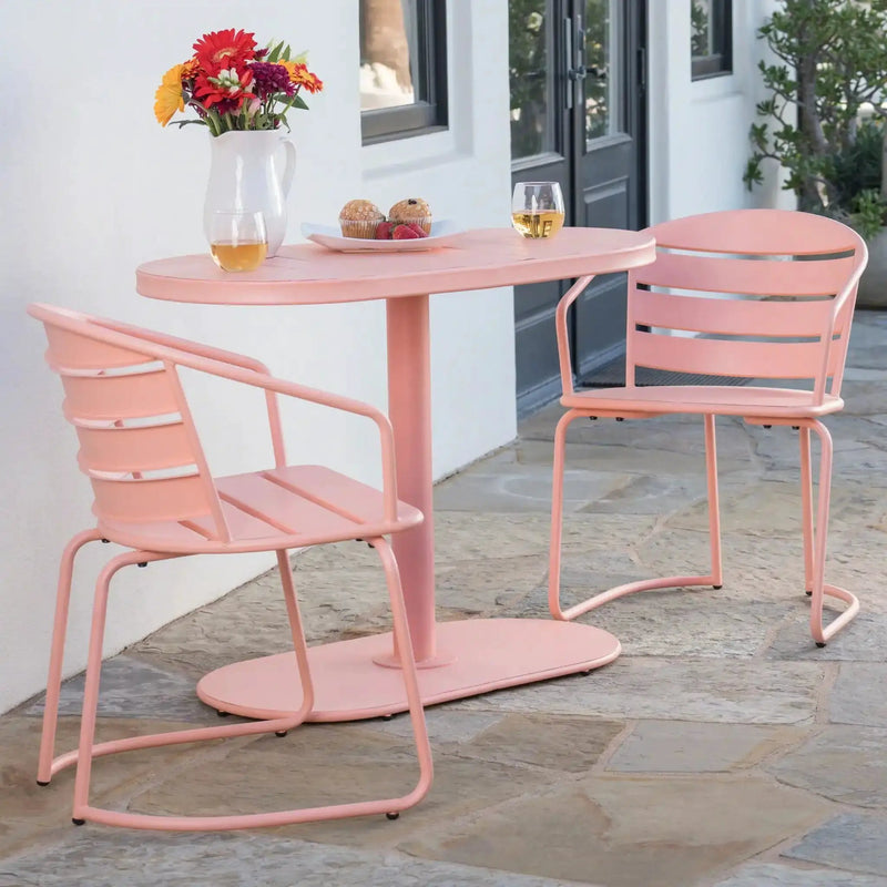 3 Piece Elegant Outdoor Bistro Set With 2 Chairs And Oval Table by HouseOfZazla