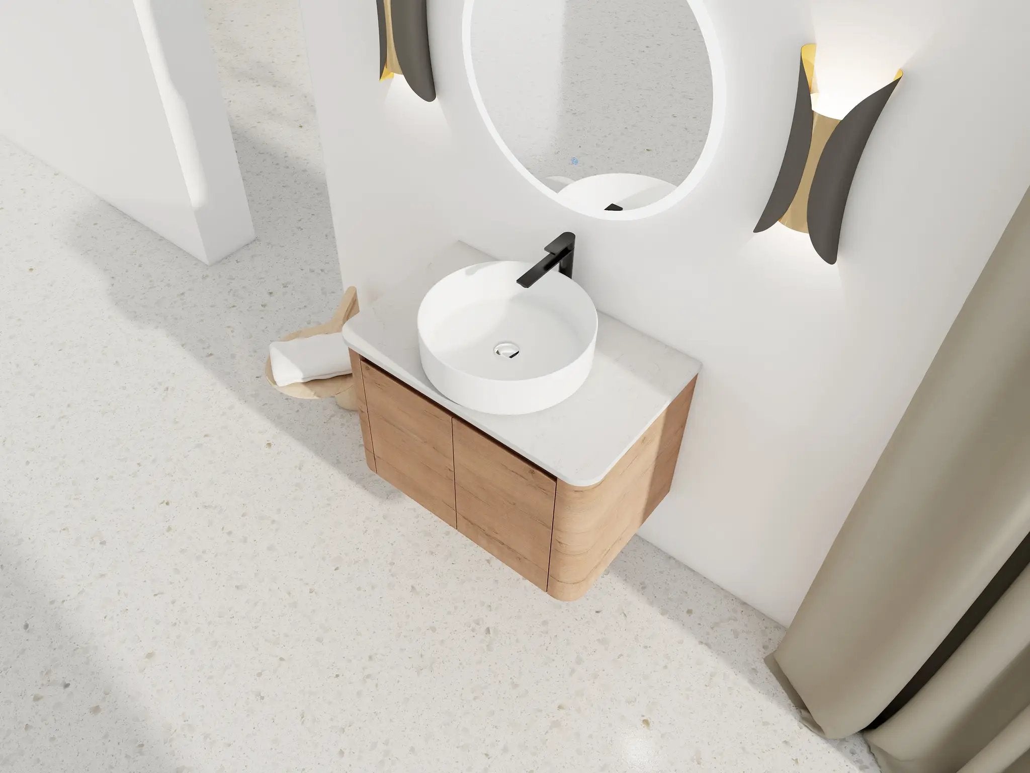 30" Wall-Mounted Bathroom Vanity With Ceramic Art Sink & 2 Soft-Close Doors by HouseOfZazla