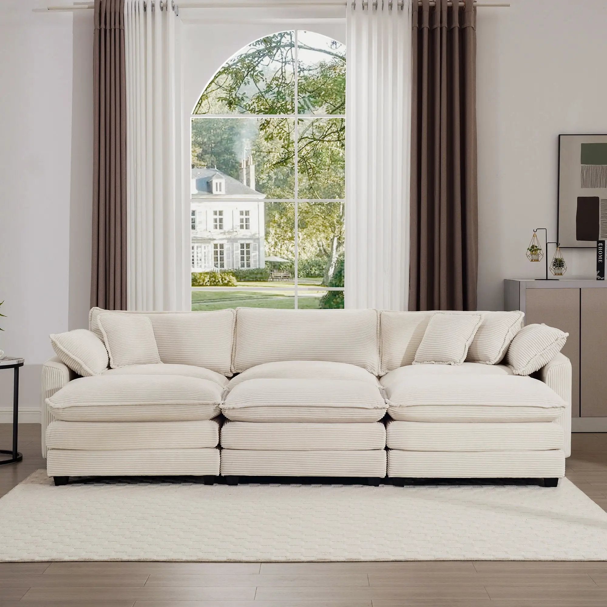 Modern Oversized Modular Cushion Sofa With Ottoman, Low Back, Deep Seating Sofa Set by Unique Piece Furniture