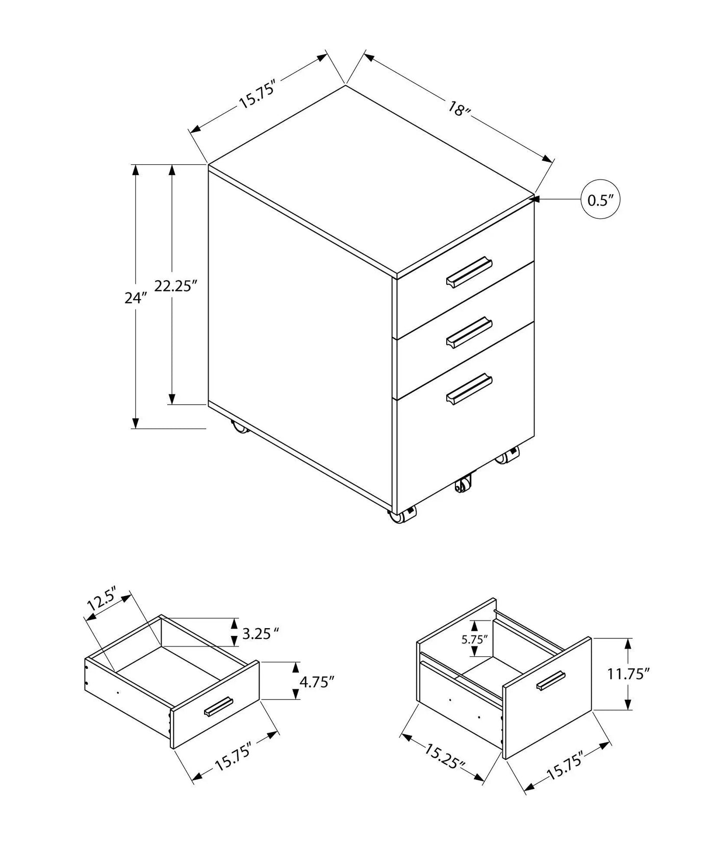 File Cabinet, Rolling Mobile Storage Drawers, Contemporary Office Cabinet by HouseOfZazla