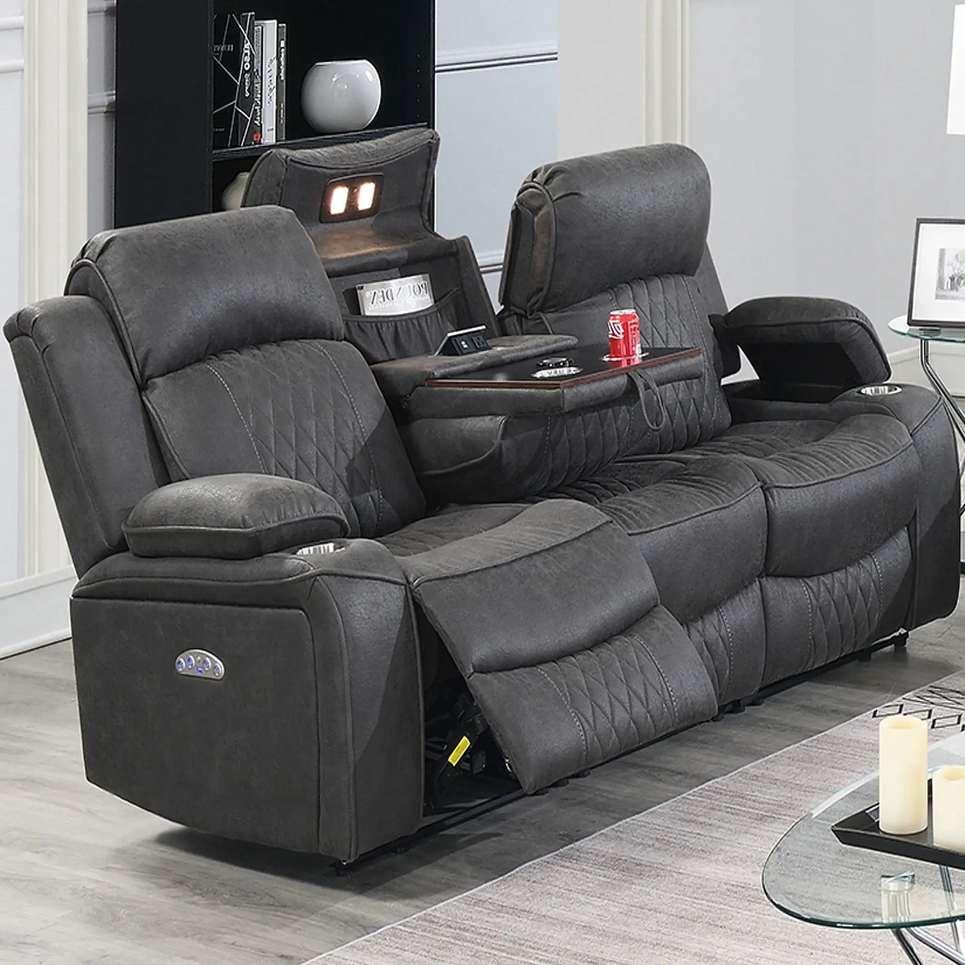 Power Motion Living Room Set With USB Port, Adjustable Headrest, Cup Holder by HouseOfZazla