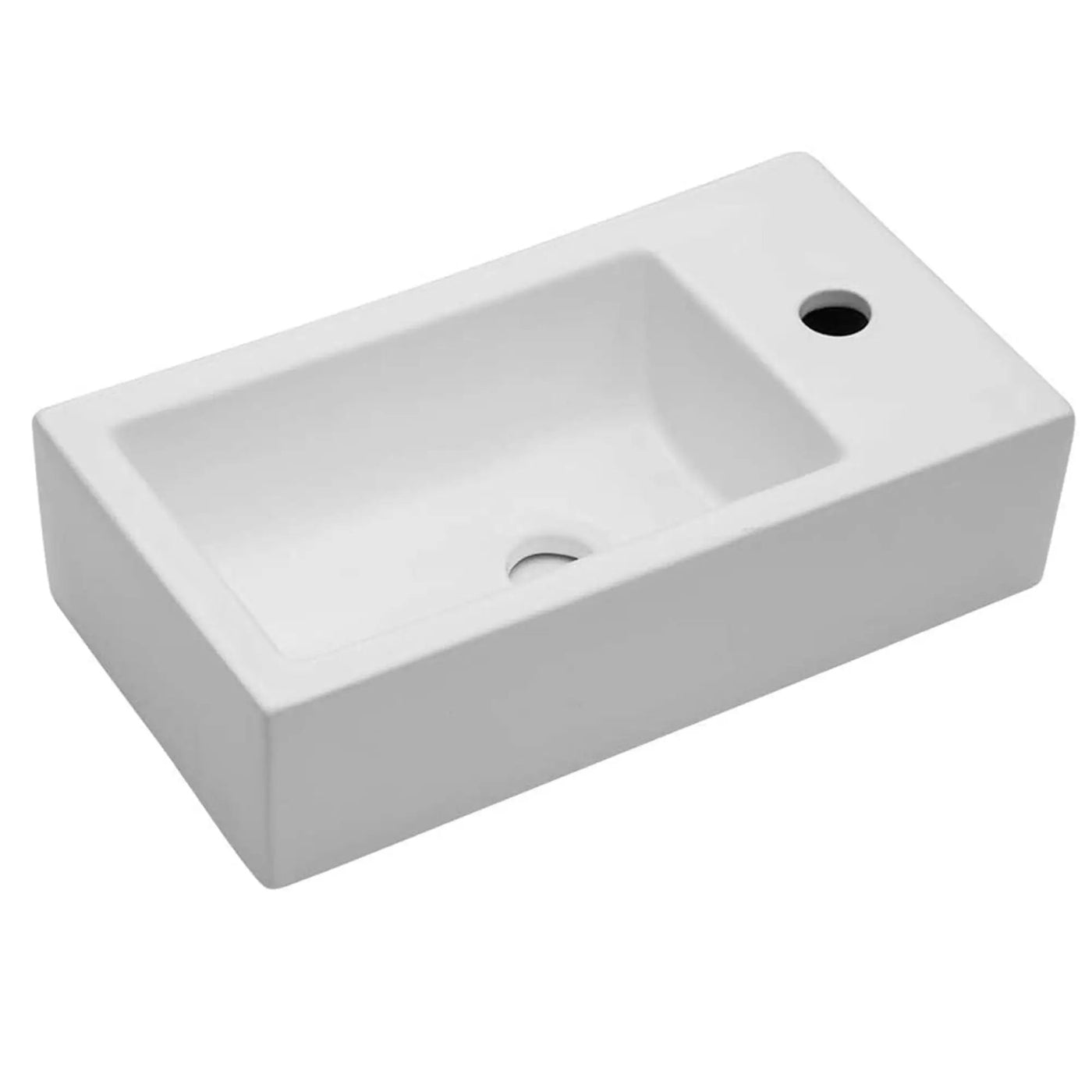 Modern Ceramic Rectangle Wall Mount Bathroom Sink With Single Faucet Hole by HouseOfZazla