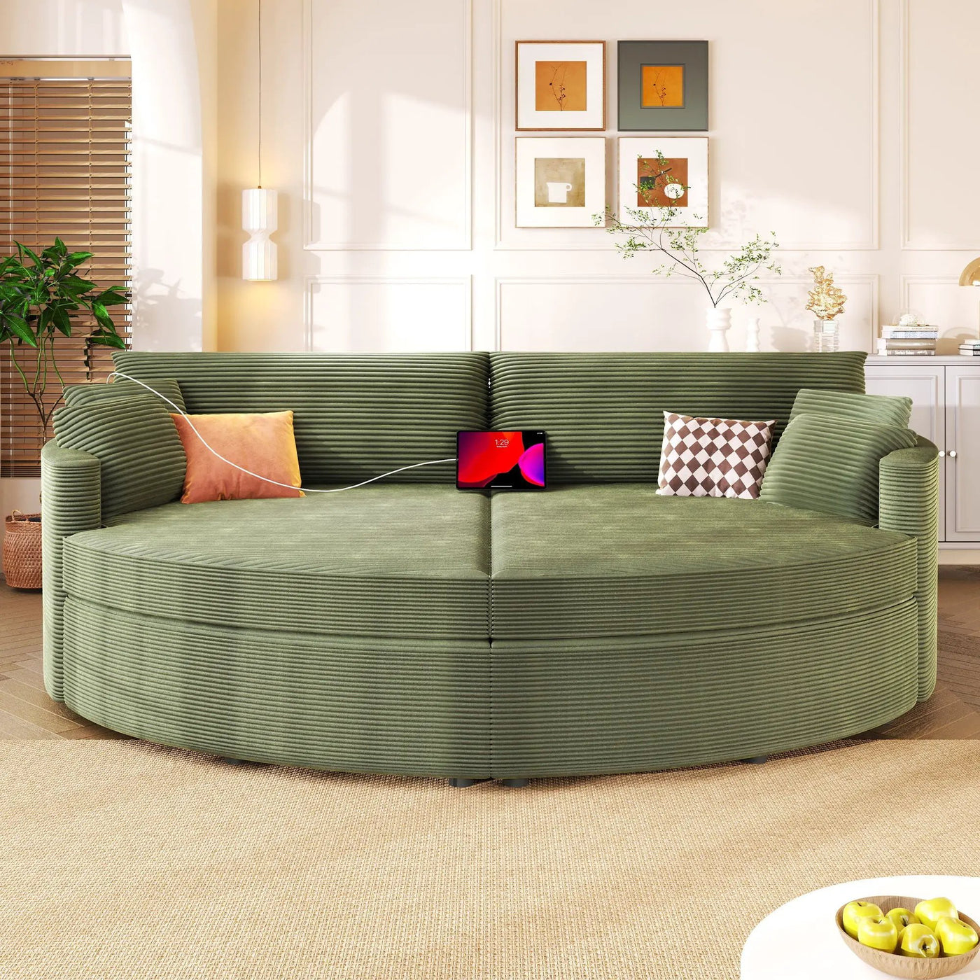 Oversized Double Chaise Lounge Sofa With USB Ports by HouseOfZazla