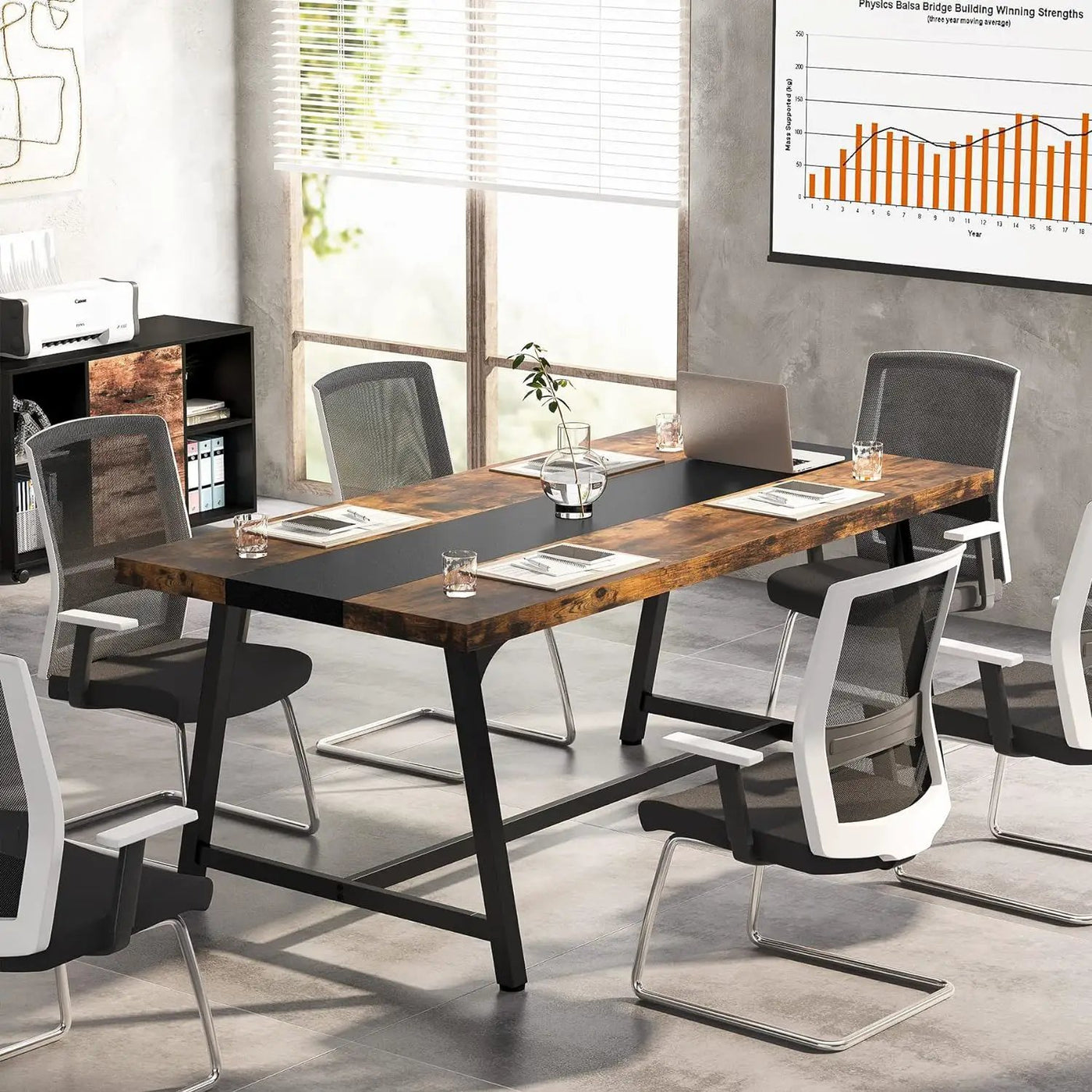 Modern Rectangular Conference Table For 6 - 8 People, Office Executive Desk by HouseOfZazla