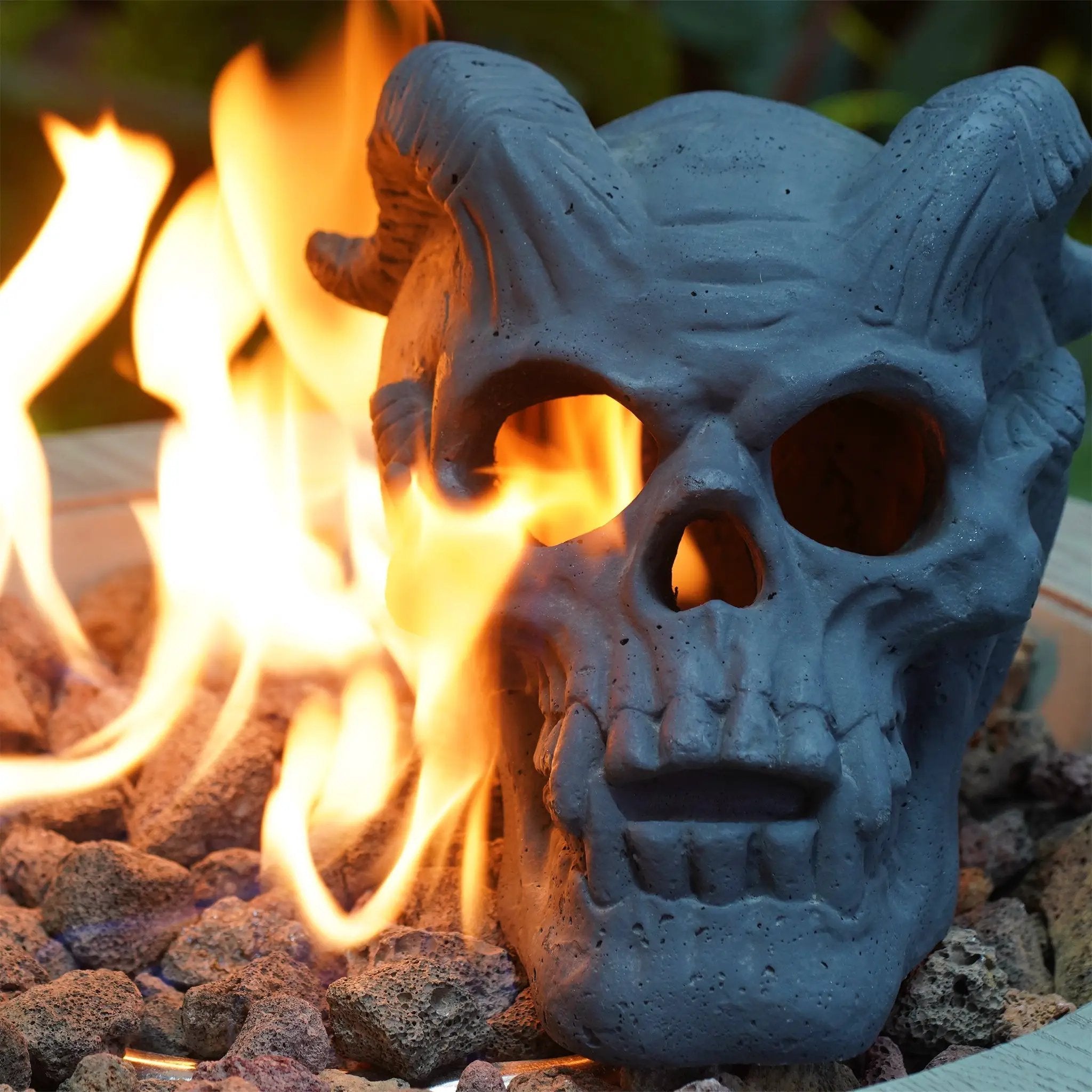 Hand-Forged Flame Skull for Fire Pits and Hearths by HouseOfZazla