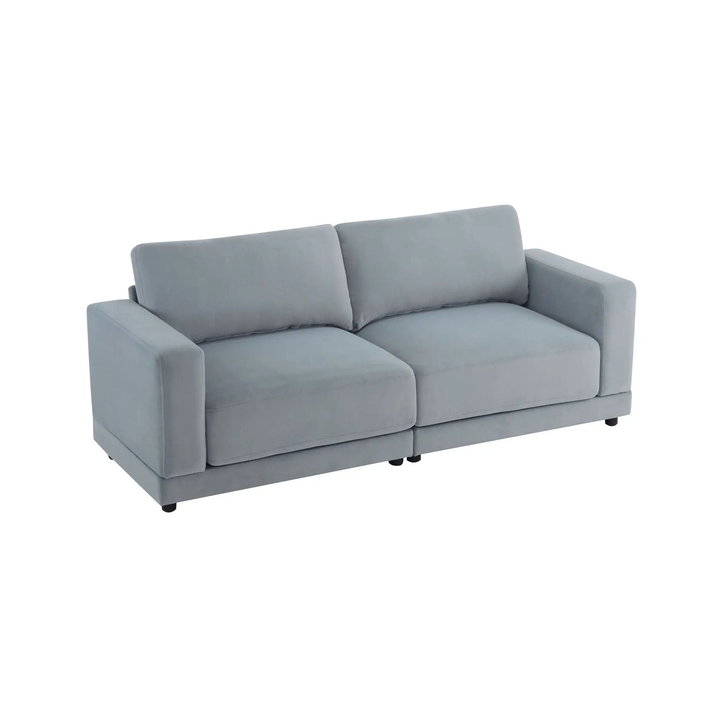 Modern Square Arm Sofa With Soft Fabric Upholstery, Deep Cushions by HouseOfZazla