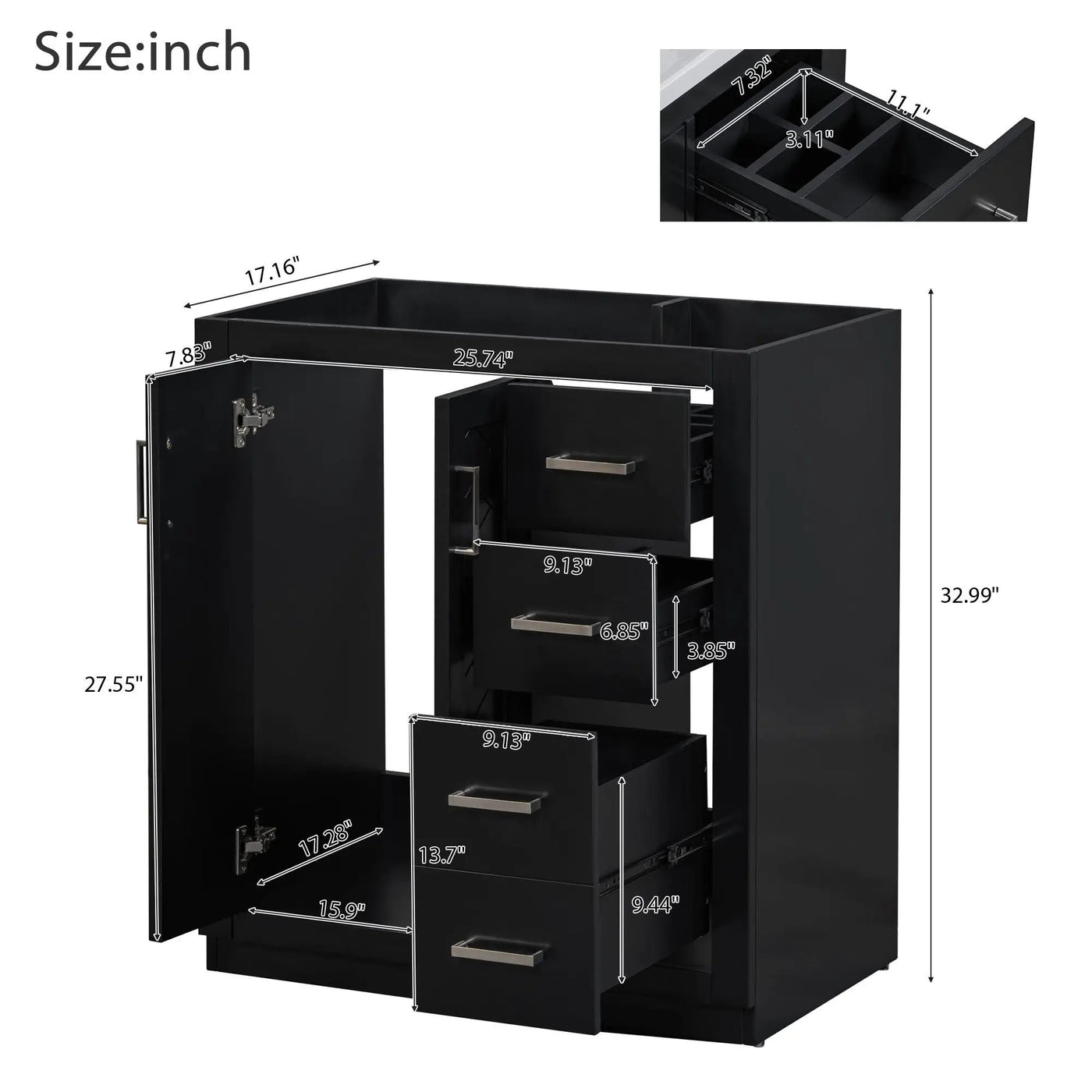 Bathroom Vanity With Sink, Storage Cabinet, Freestanding Set With 3 Drawers & Soft Closing Doors by HouseOfZazla