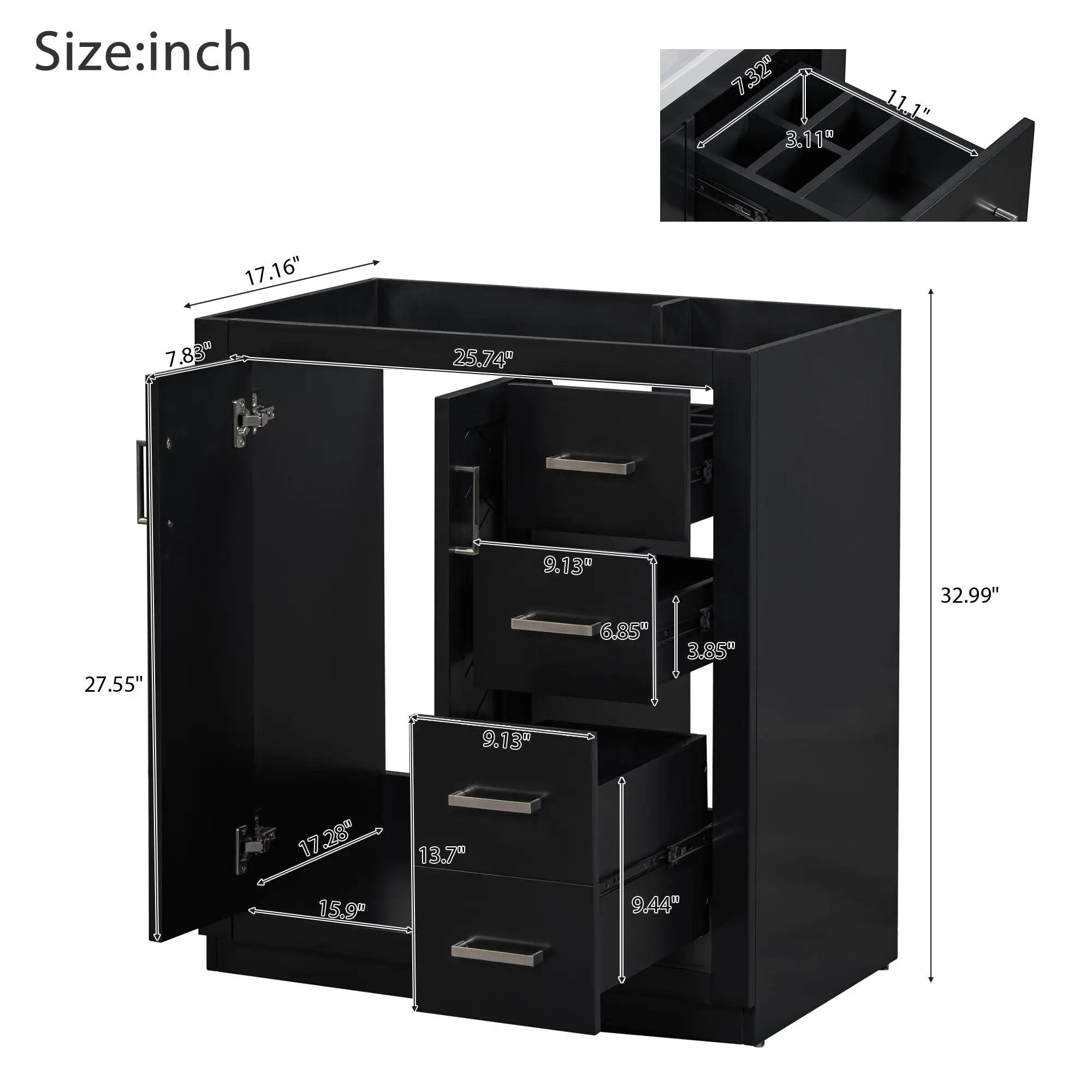 Bathroom Vanity With Sink, Storage Cabinet, Freestanding Set With 3 Drawers & Soft Closing Doors by Unique Piece Furniture
