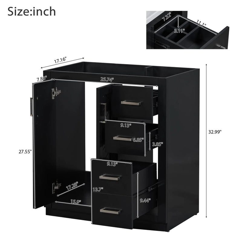 Bathroom Vanity With Sink, Storage Cabinet, Freestanding Set With 3 Drawers & Soft Closing Doors by HouseOfZazla