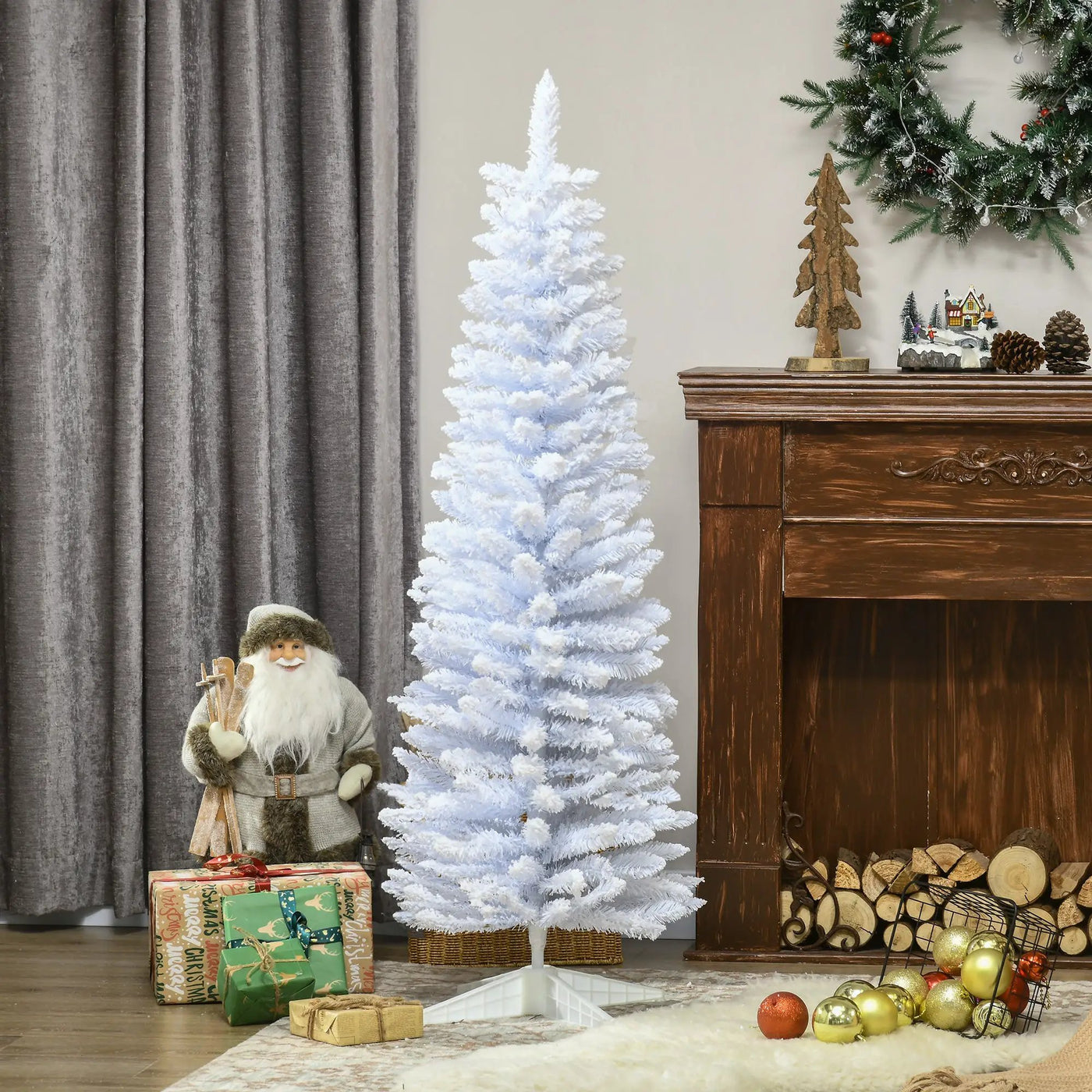 HOMCOM 5' Snow Flocked Artificial Pencil Christmas Tree by HouseOfZazla