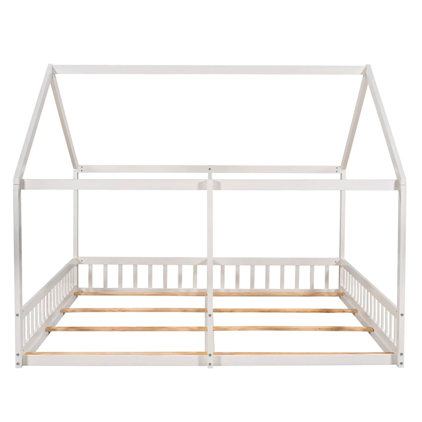 House Platform Beds, 2 Shared Beds, Metal Frame With Guardrails by HouseOfZazla