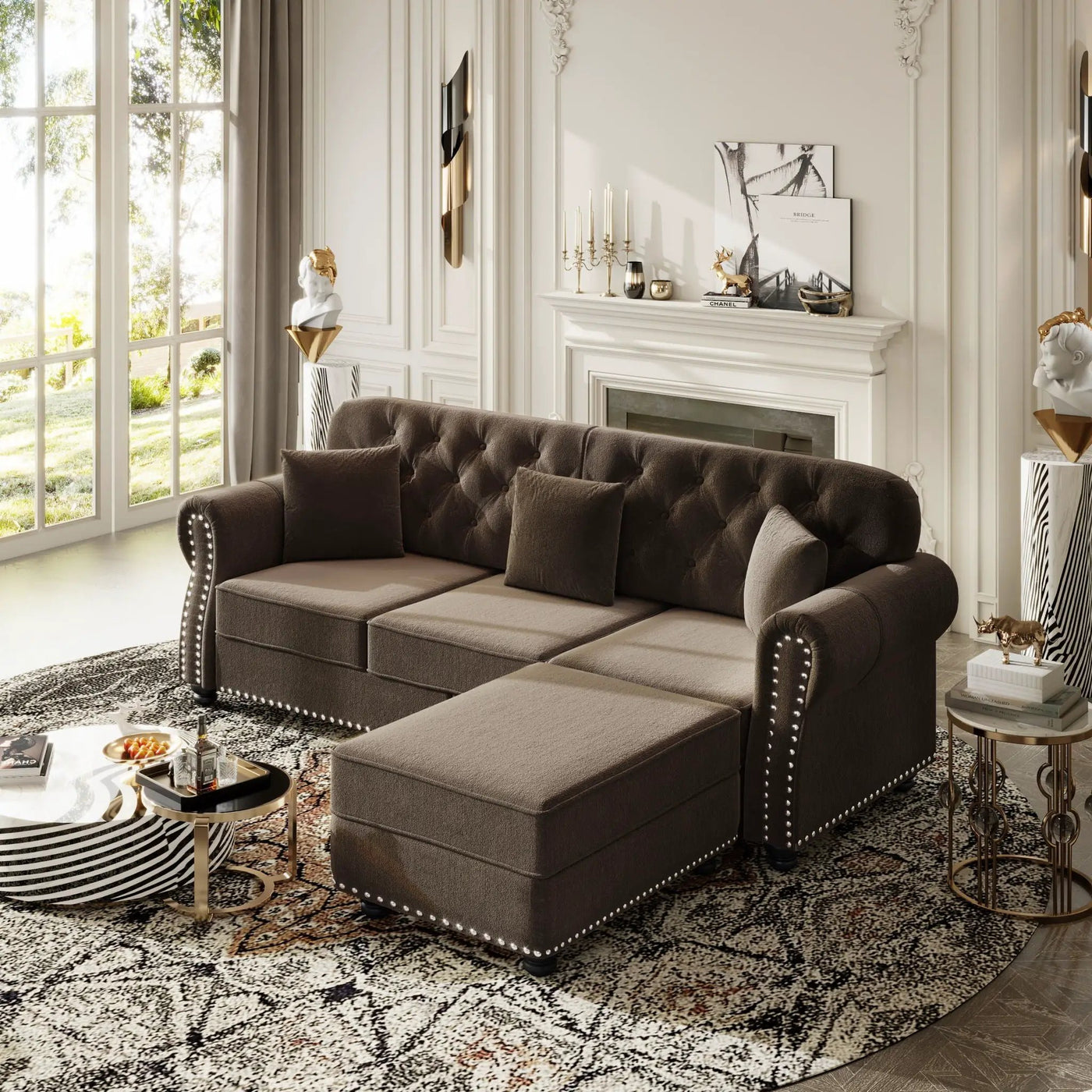 Upholstered 3 Seater Sofa Set With Ottoman by HouseOfZazla