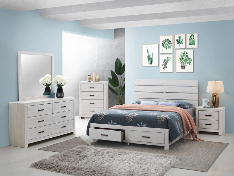 Brantford Wood Queen Storage Panel Bed Coastal White by Unique Piece Furniture