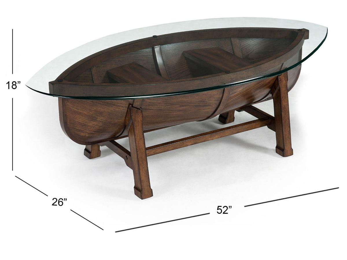 Beaufort - Oval Cocktail Table With Base And Glass Top - Dark Oak, photo 3 of 3