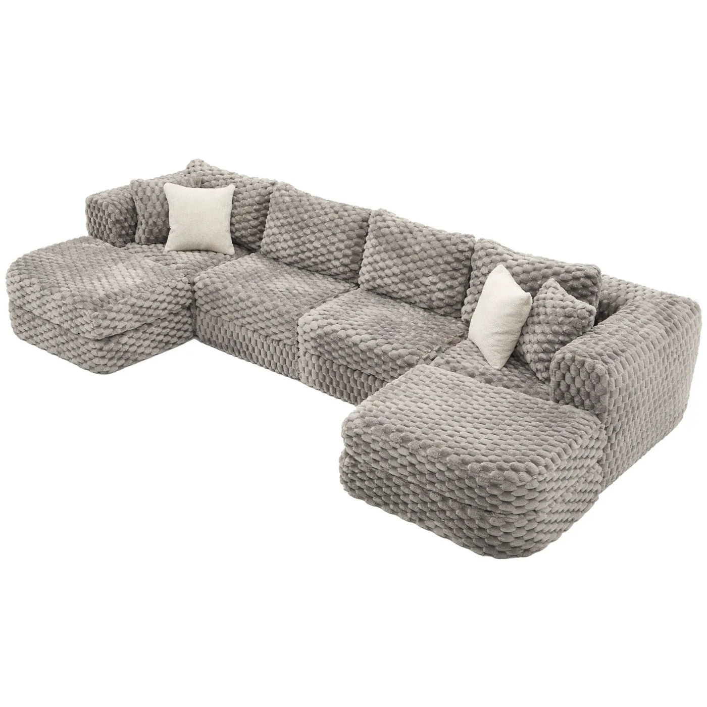 Modular Sectional Sofa, Boneless Couch With 2 Movable Ottomans by Unique Piece Furniture