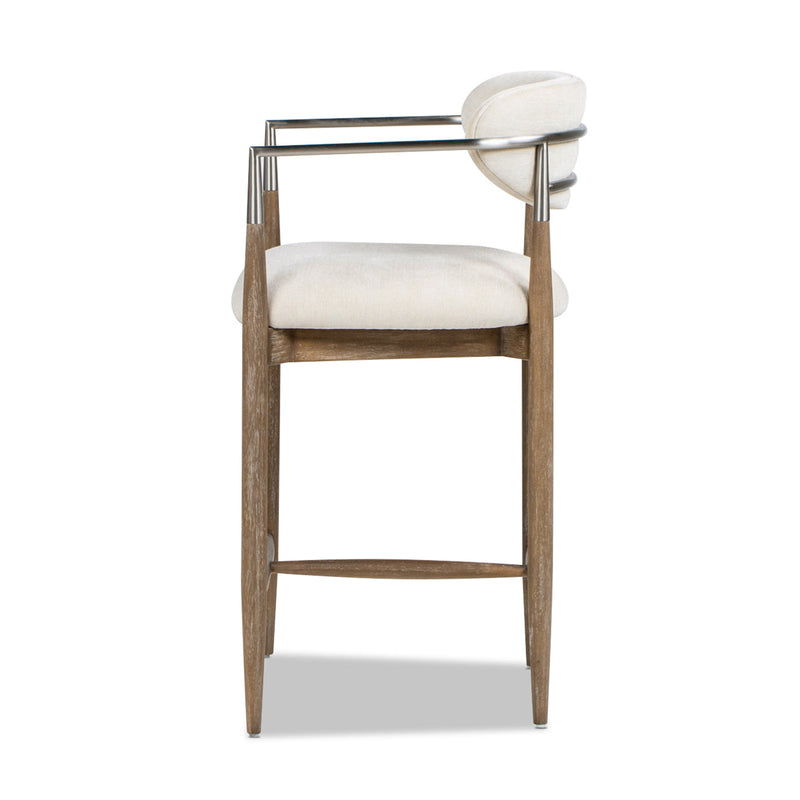 Artemis 26" Mixed Material Upholstered Counter Stool with Solid Rubberwood Frame - Warm, photo 6 of 10