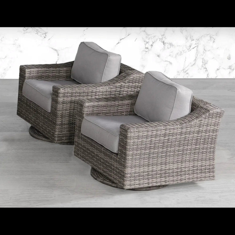Swivel Patio Chair With Luxurious Cushions Perfect For Outdoor Relaxation (Set of 2) - Gray Mix by HouseOfZazla