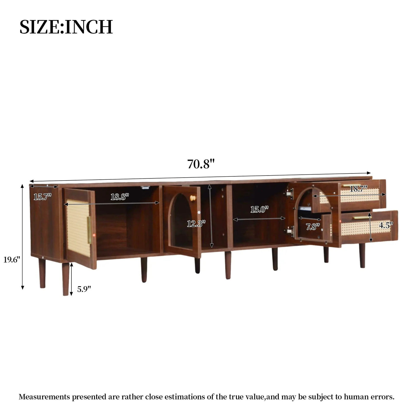 TV Stand With App-Controlled LED Lights, 2 Drawers & Door Storage by HouseOfZazla