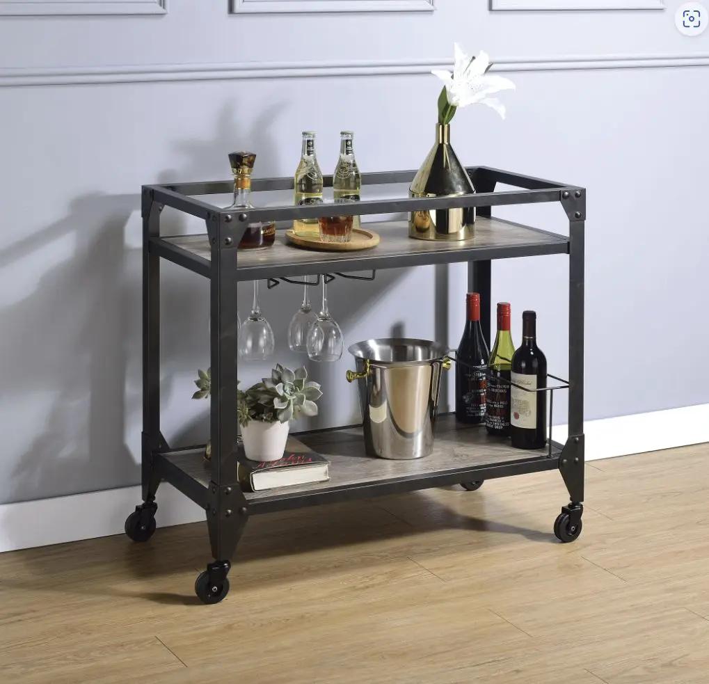 Jorgensen Serving Cart - Rustic Oak / Charcoal by HouseOfZazla