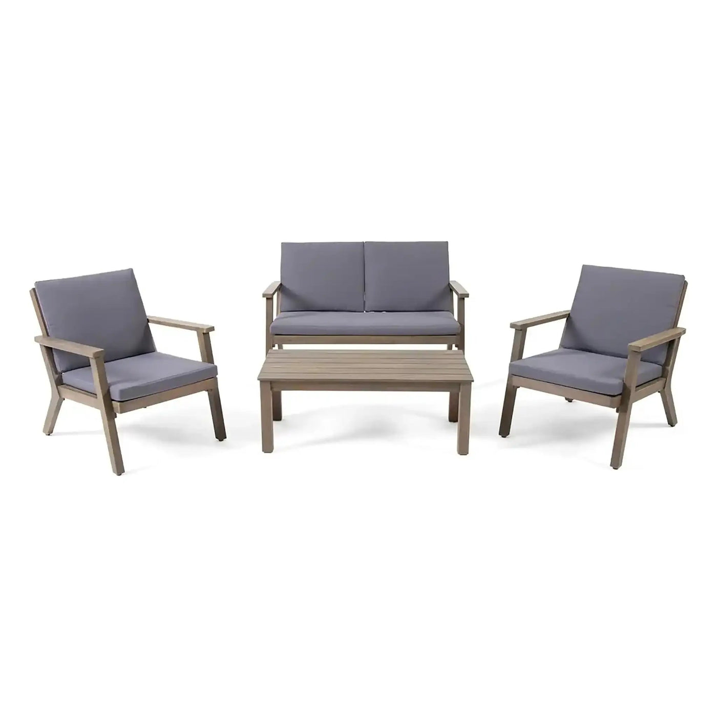 Avacyn Outdoor Acacia Wood 4-Seater Chat Set with Cushions by HouseOfZazla